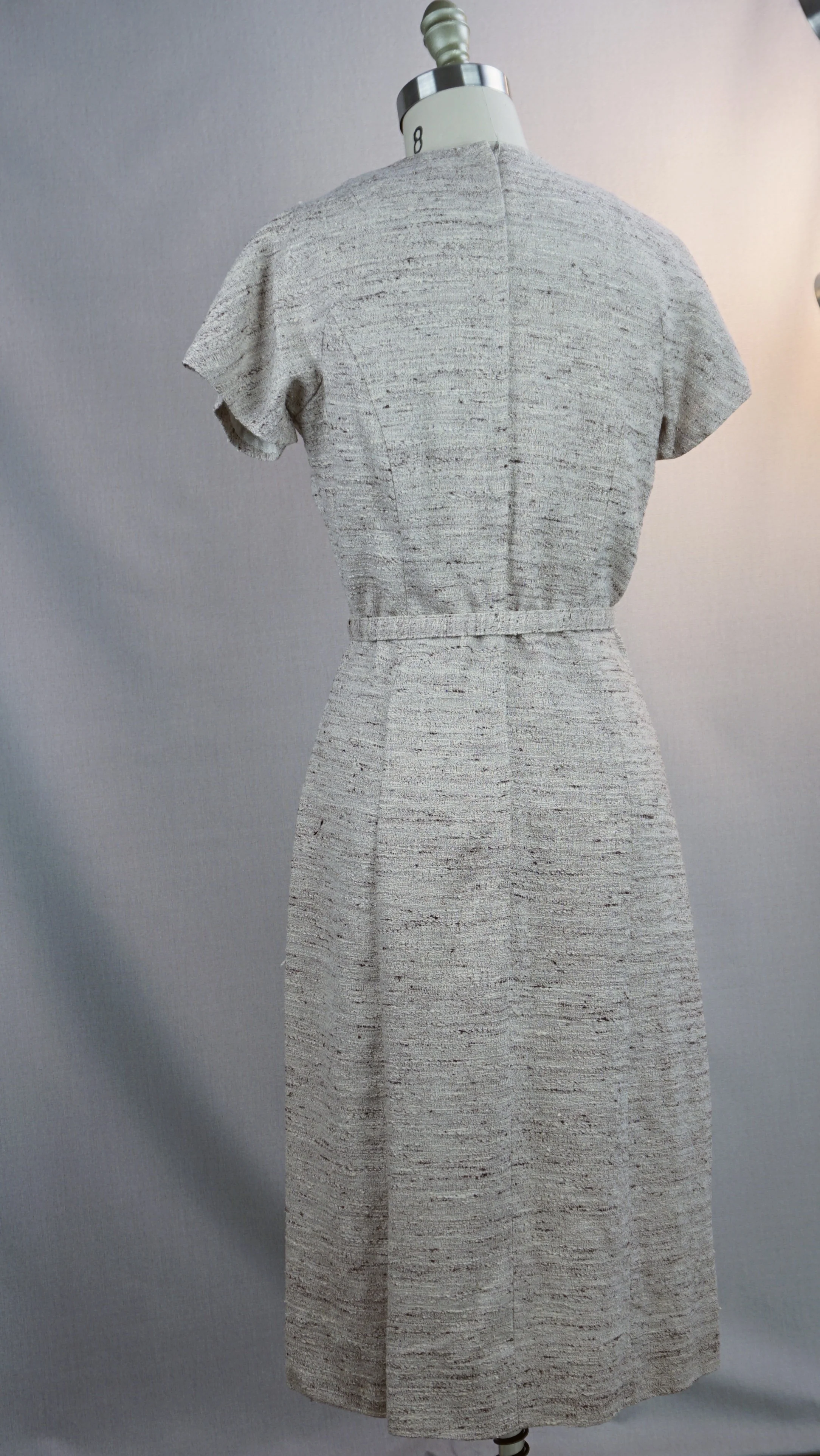 50s/60s Midi Beige Nubby Dress And Jacket By Miss Tall America - Image 8