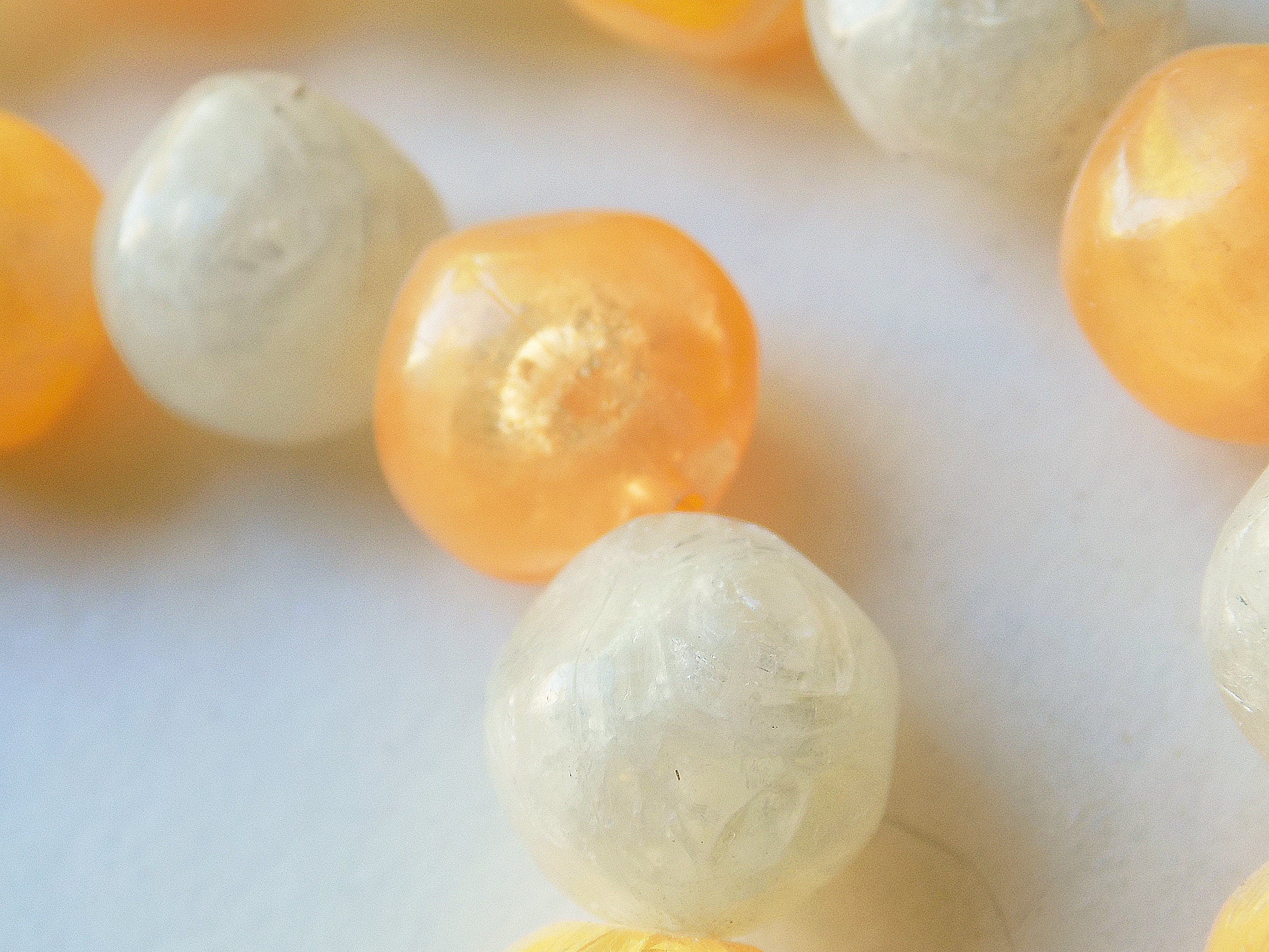 50s 60s Mrs Maisel Three Strand Necklace of Plastic Beads with Your Choice of White Glitter Or Pale Coral Button Clip Earrings by Mrs. Maisel - Image 4