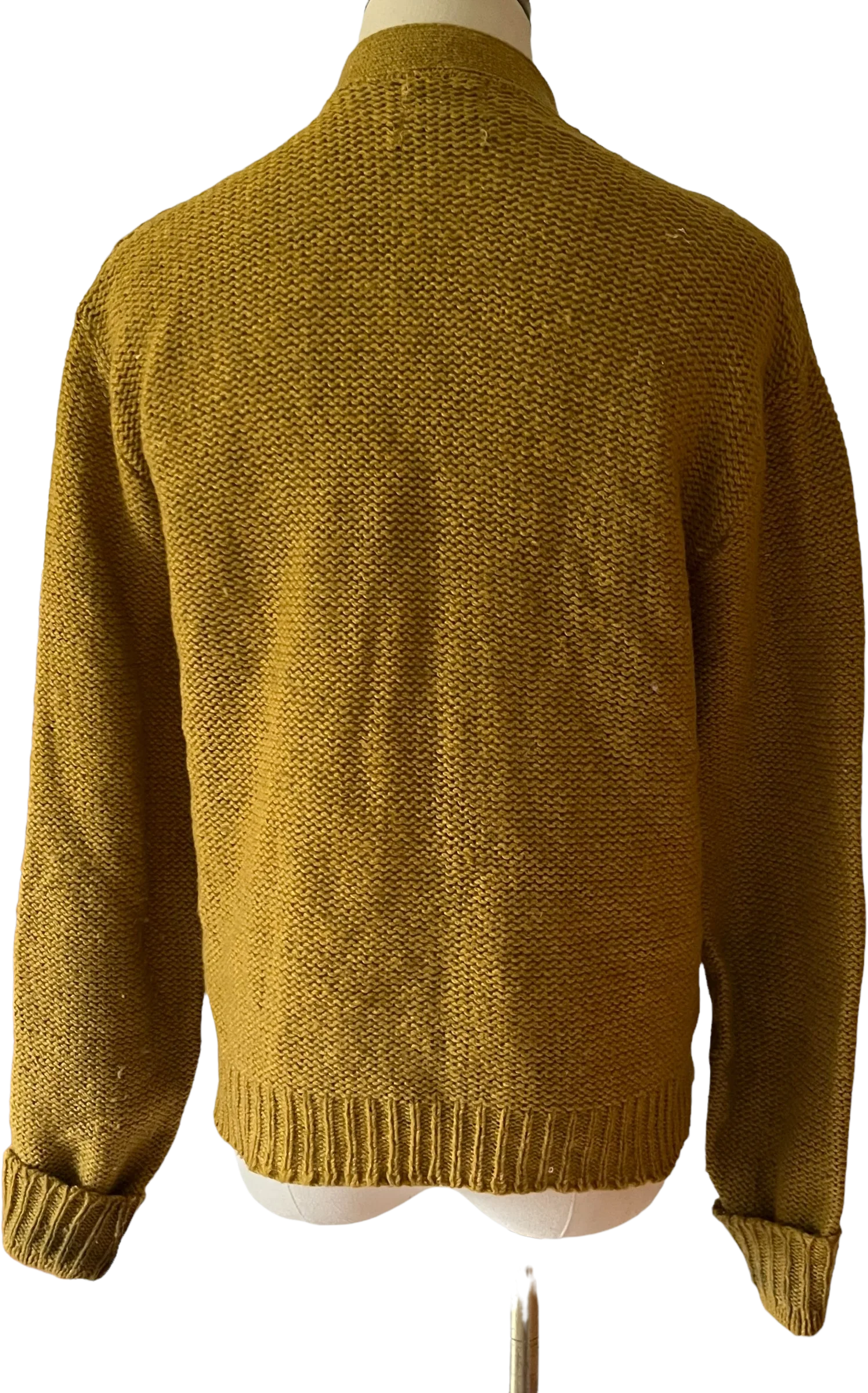 50s/60s Mustard Yellow Wool Chunky Knit Cardigan - Image 2