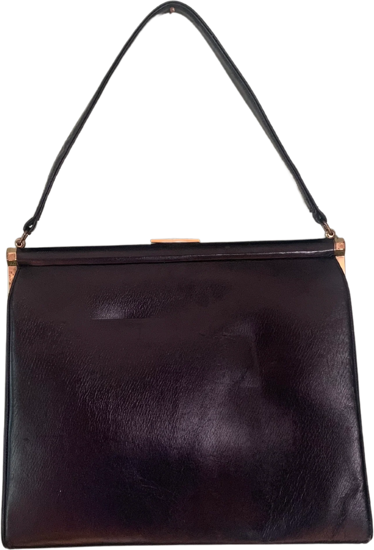 50s/60s Navy Blue Leather Top Handle Handbag By Jana Bags - Image 2