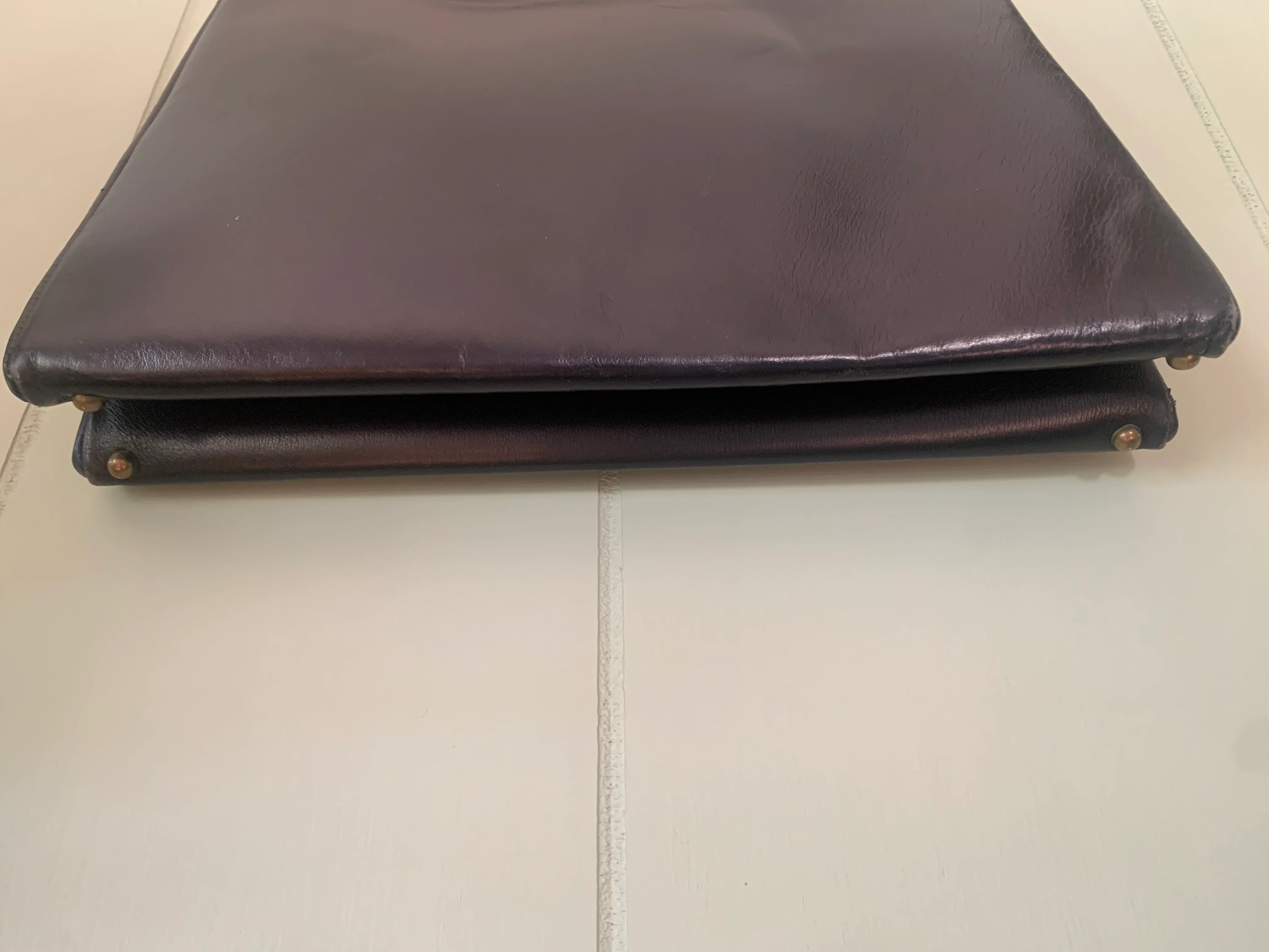 50s/60s Navy Blue Leather Top Handle Handbag By Jana Bags - Image 7