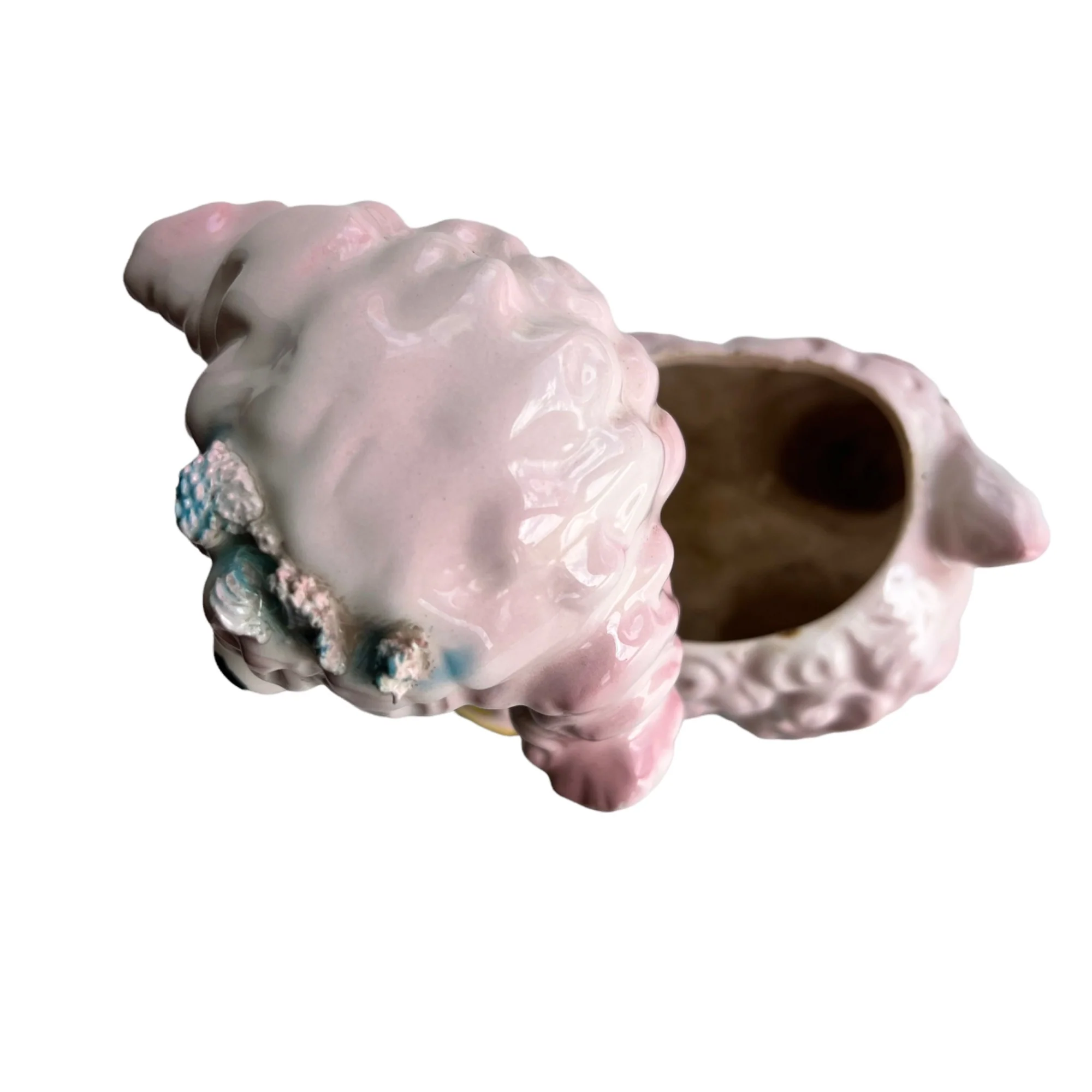 50s/60s Pastel Pink Kitsch Lamb Planter Japan By Samson - Image 8