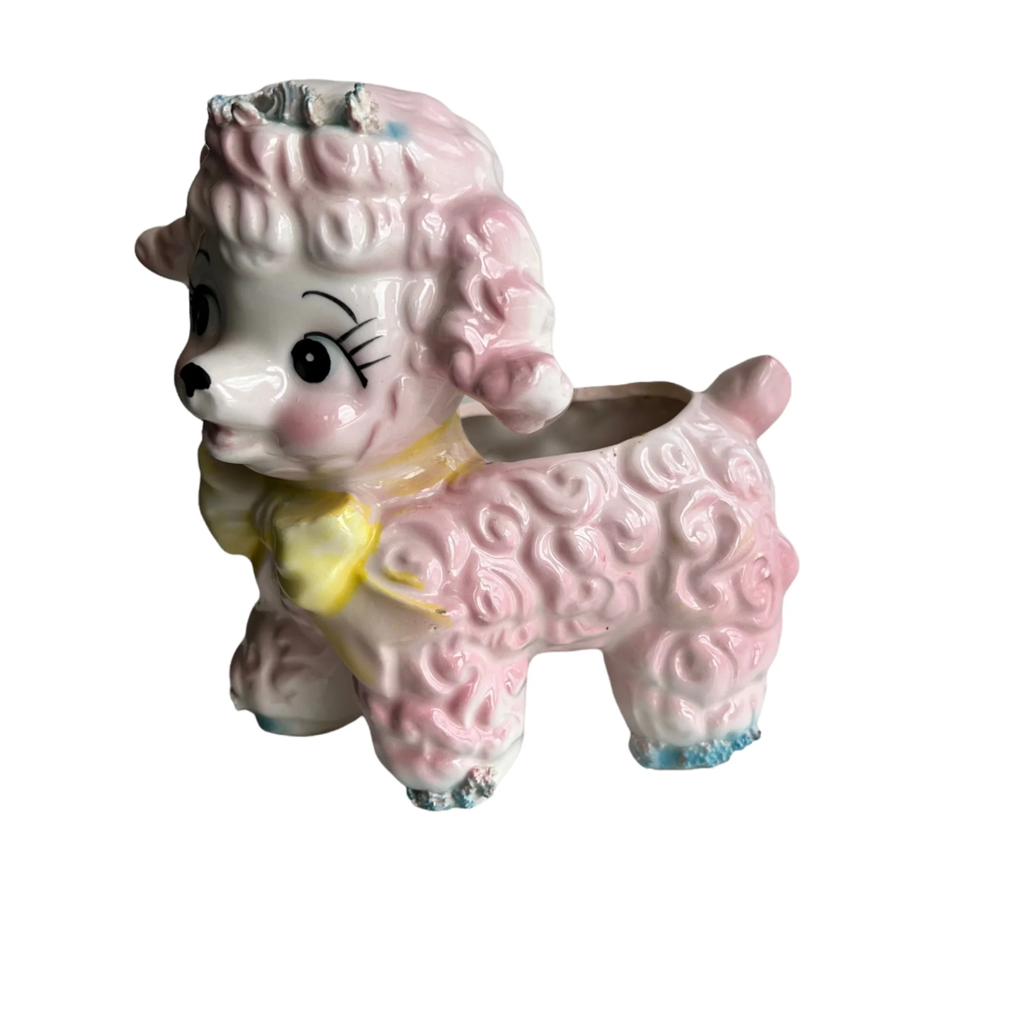 50s/60s Pastel Pink Kitsch Lamb Planter Japan By Samson - Image 9