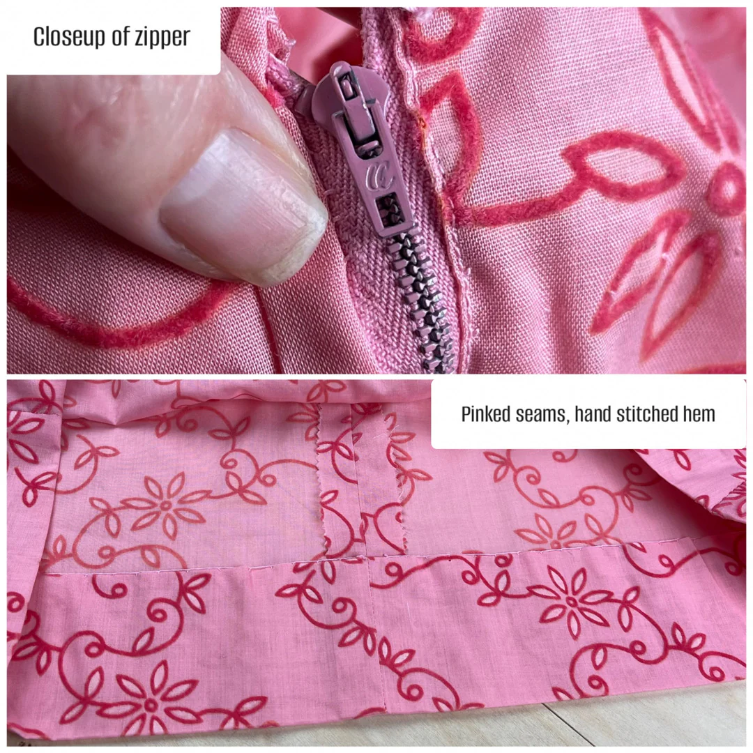 50s/60s Pink Flocked Velvet Floral Sheath Dress - Image 6