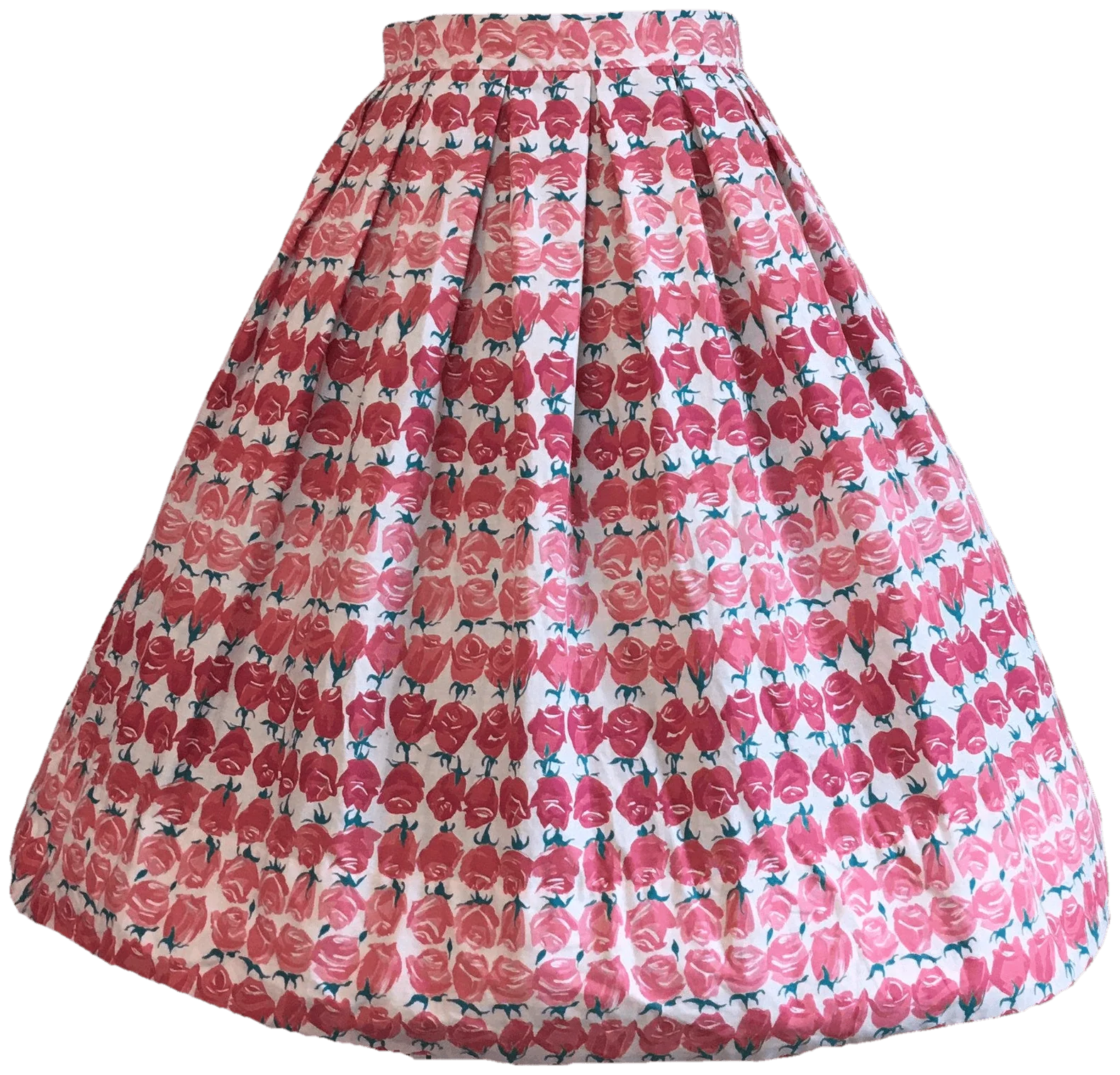 50's/60's Pink Floral Rose Stripe Print Skirt by Tootal Separates
