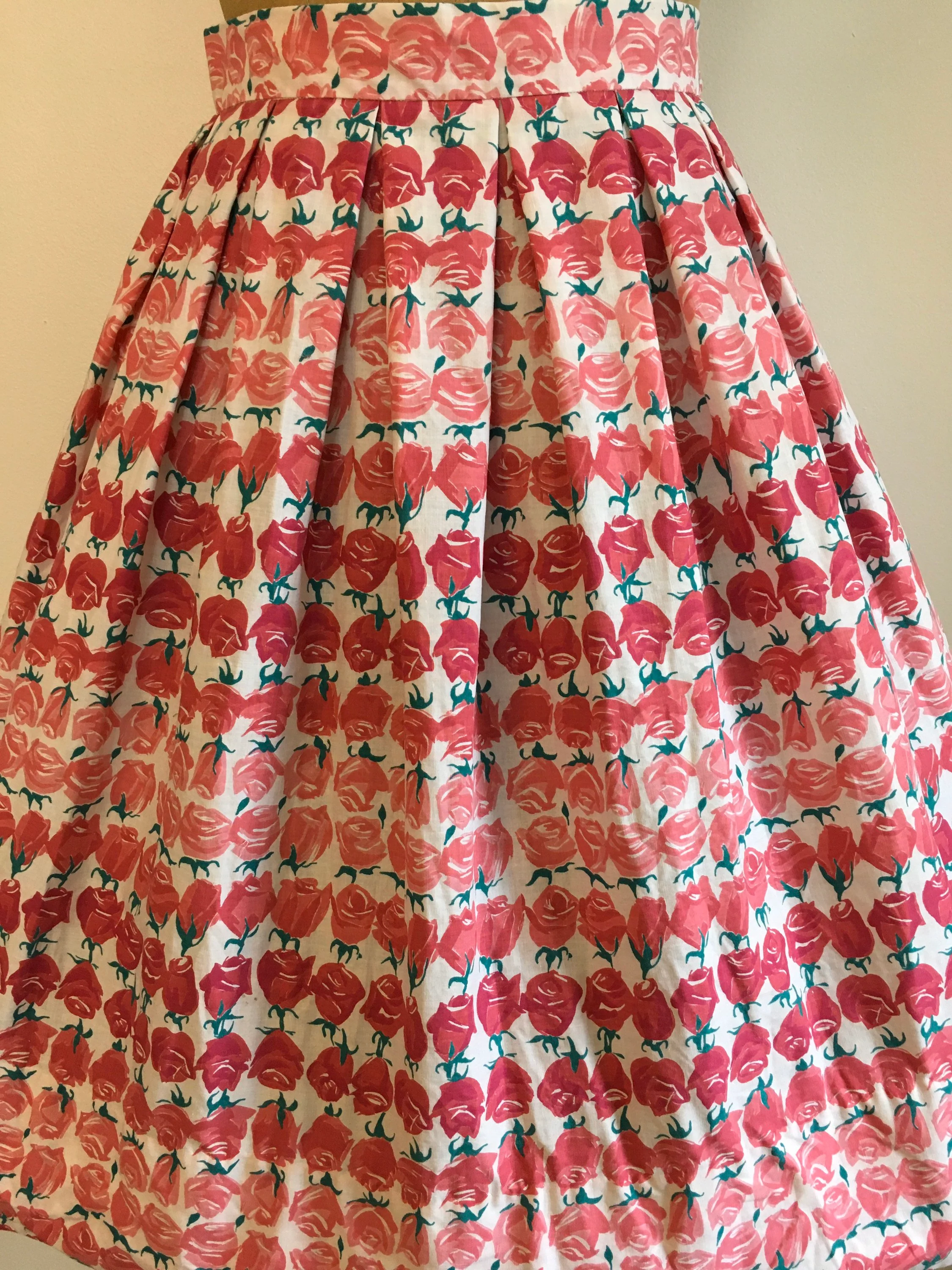 50's/60's Pink Floral Rose Stripe Print Skirt by Tootal Separates - Image 4