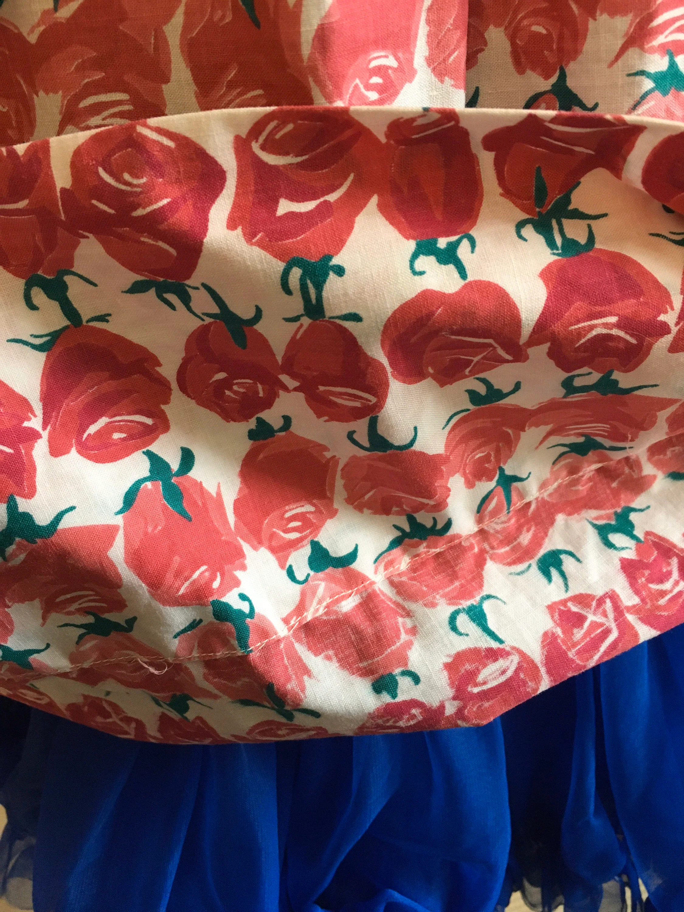 50's/60's Pink Floral Rose Stripe Print Skirt by Tootal Separates - Image 7