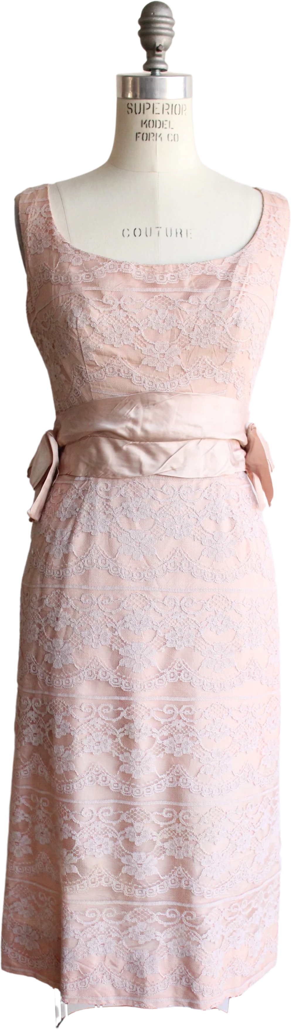 50s/60s Pink Lace Wiggle Dress By Junior Forum