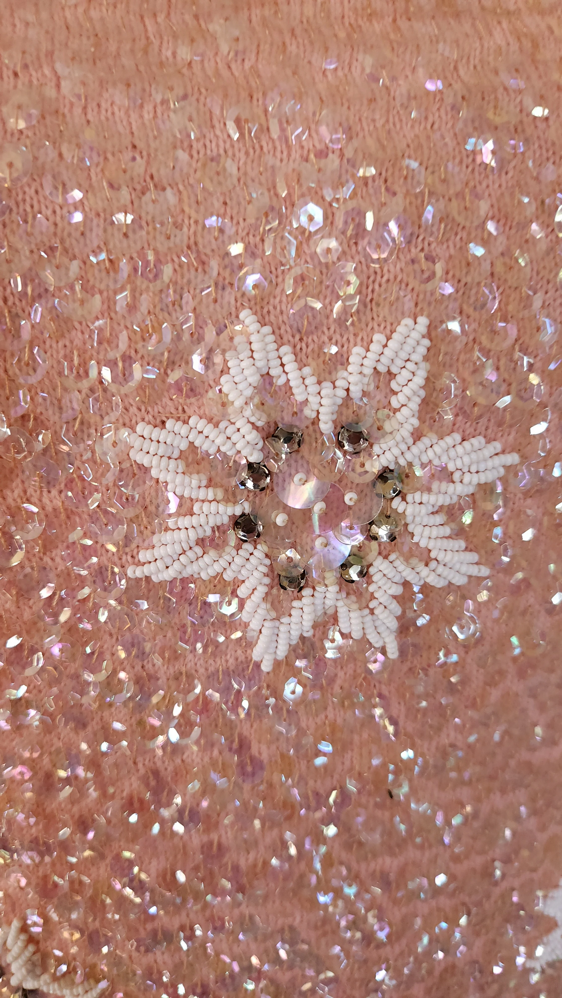 50s/60s Pink Sequin Beaded Sweater Top By Regalia Imports - Image 5