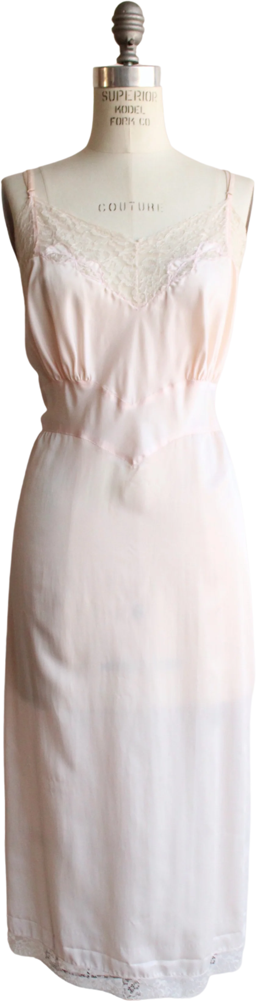 50s/60s Pink Slip With White Lace Size 40 By Barbizon
