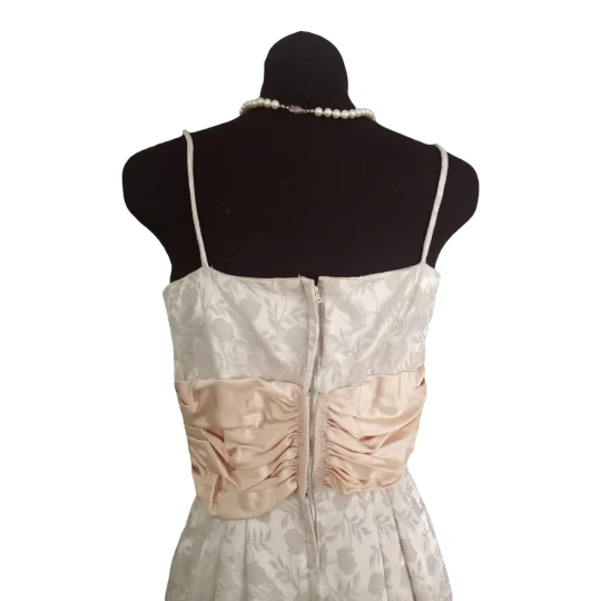50s/60s Pinup Cocktail Dress Brocade Floral Satin Sash By Marcy Allen Original - Image 5