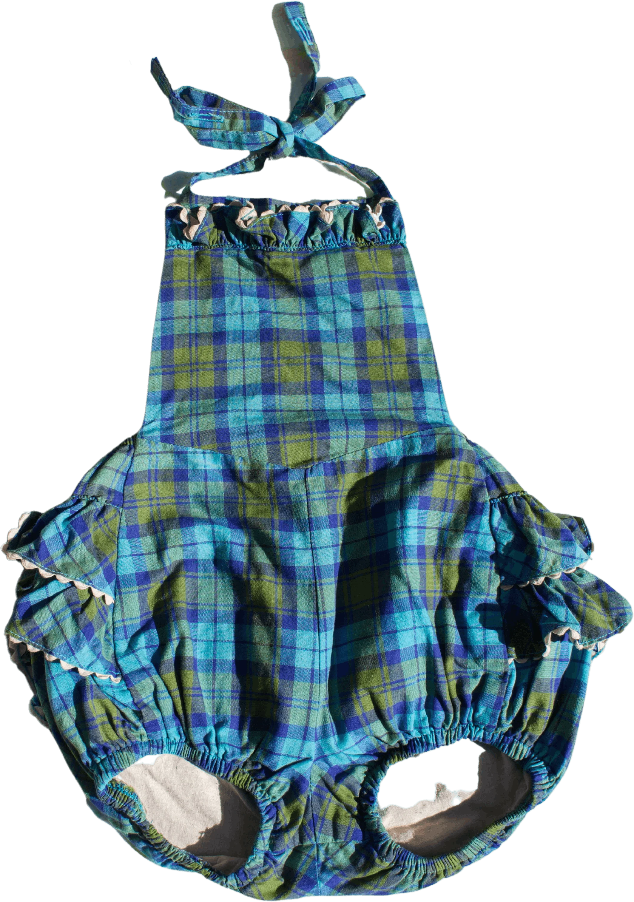 50s/60s Plaid Toddler Swimsuit With Ruffle Butt By Catalina