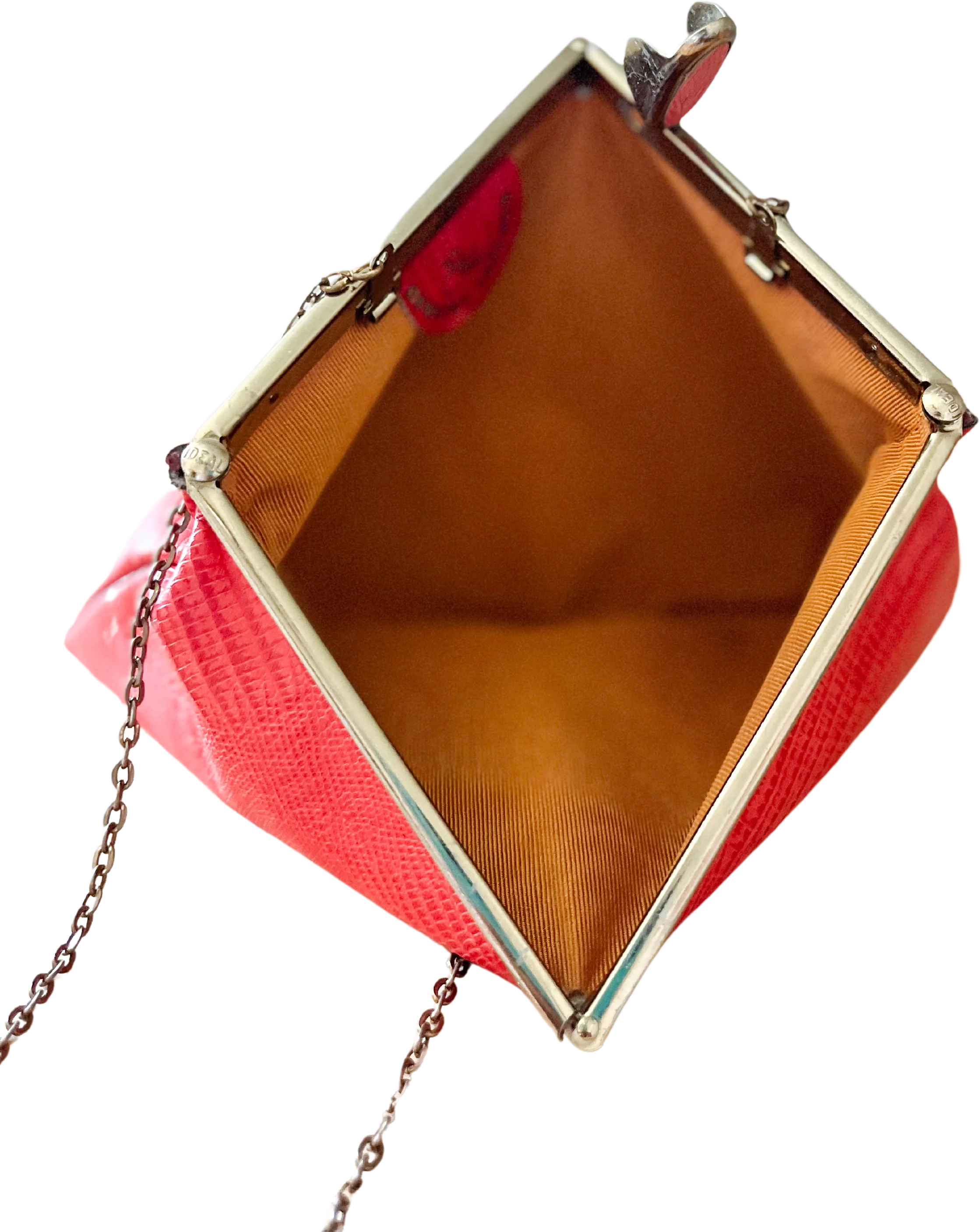 50s/60s Red Croc Embossed Leather Clutch Shoulder Bag - Image 2