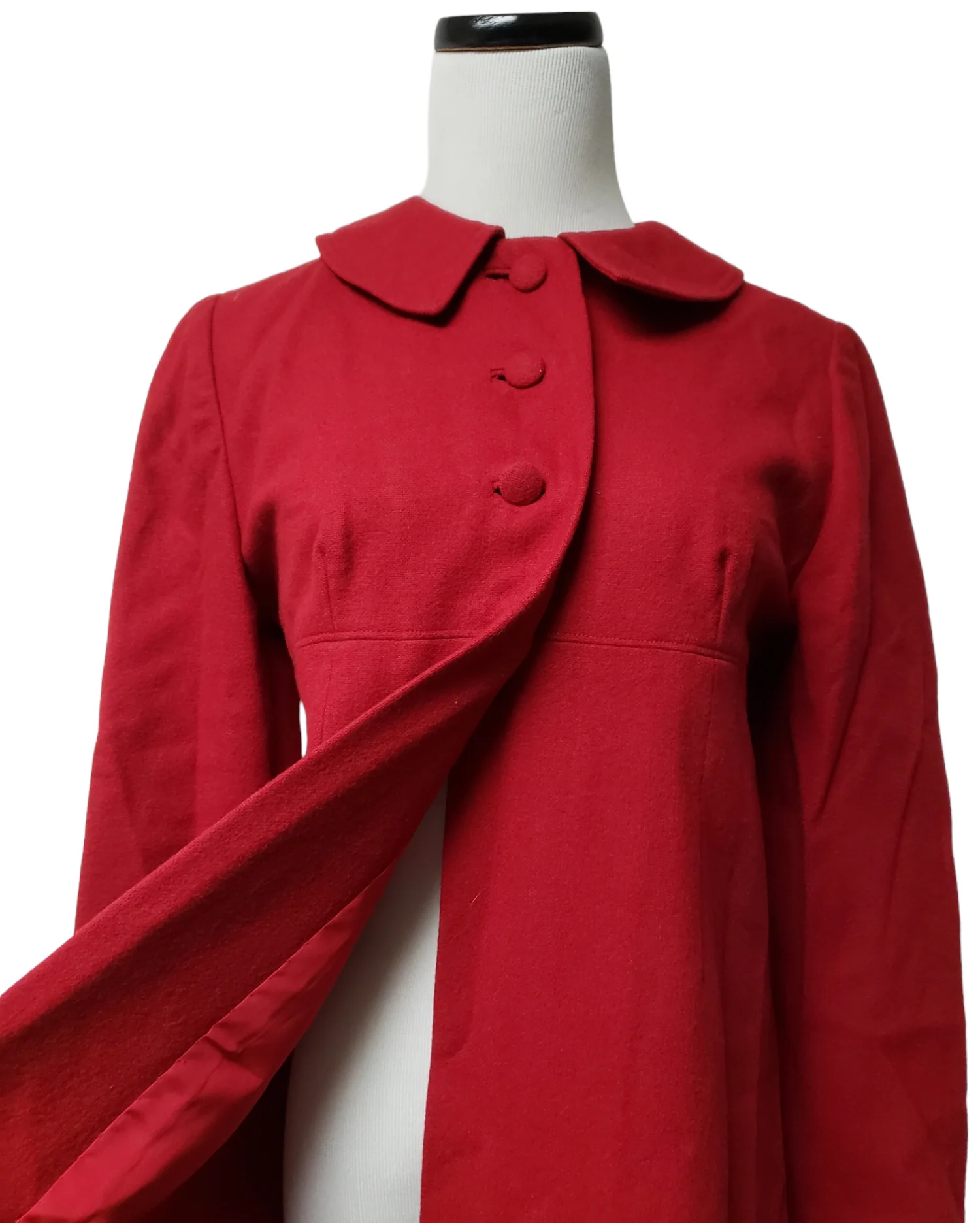 50s/60s Red Empire Waist Wool Coat - Image 3