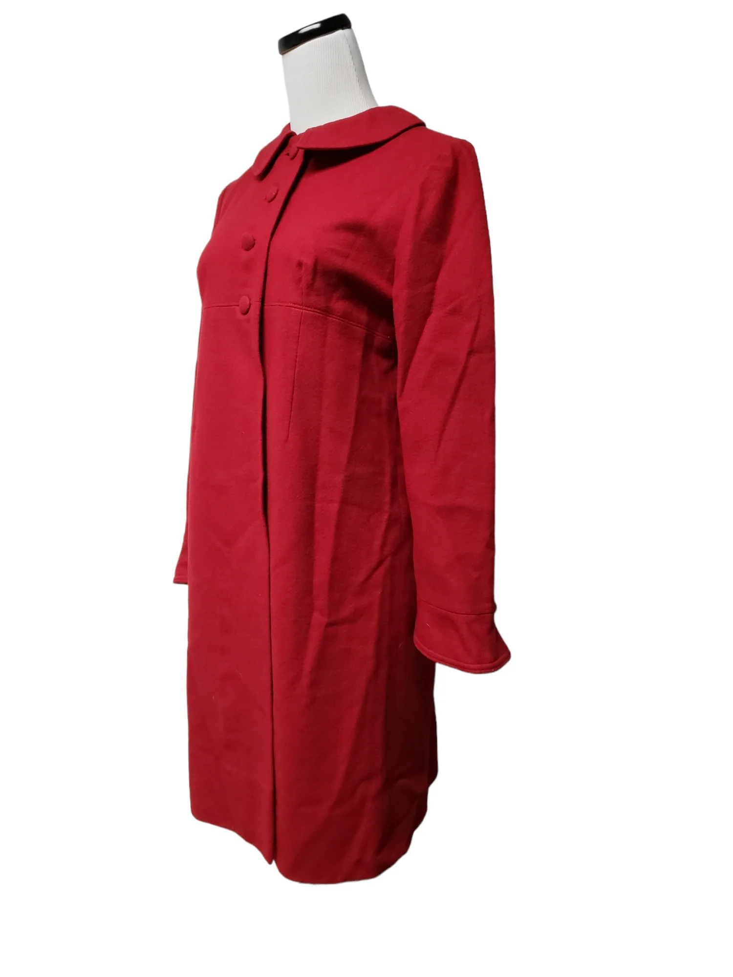 50s/60s Red Empire Waist Wool Coat - Image 4