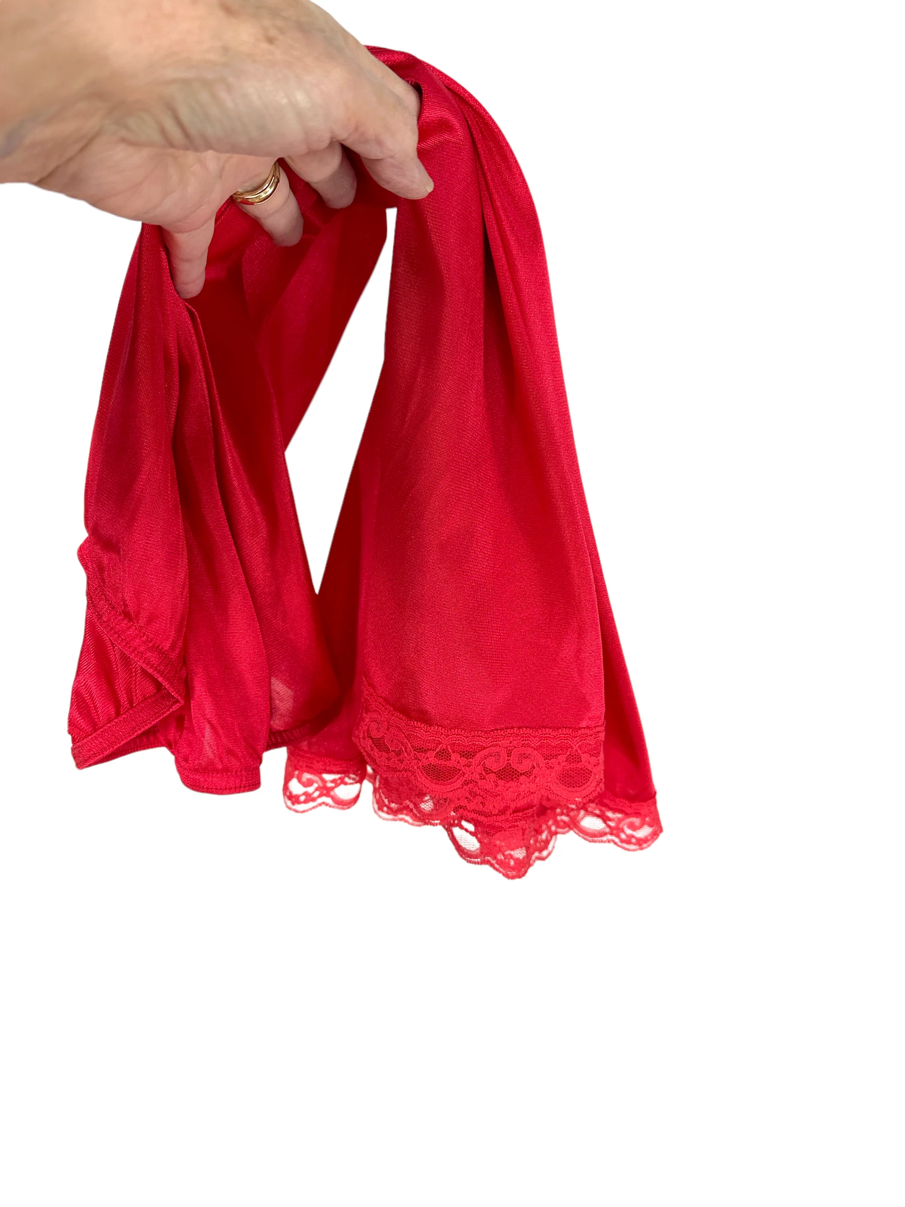 50s/60s Red Nylon Half Slip With Scalloped Ace Hem By Deena - Image 3