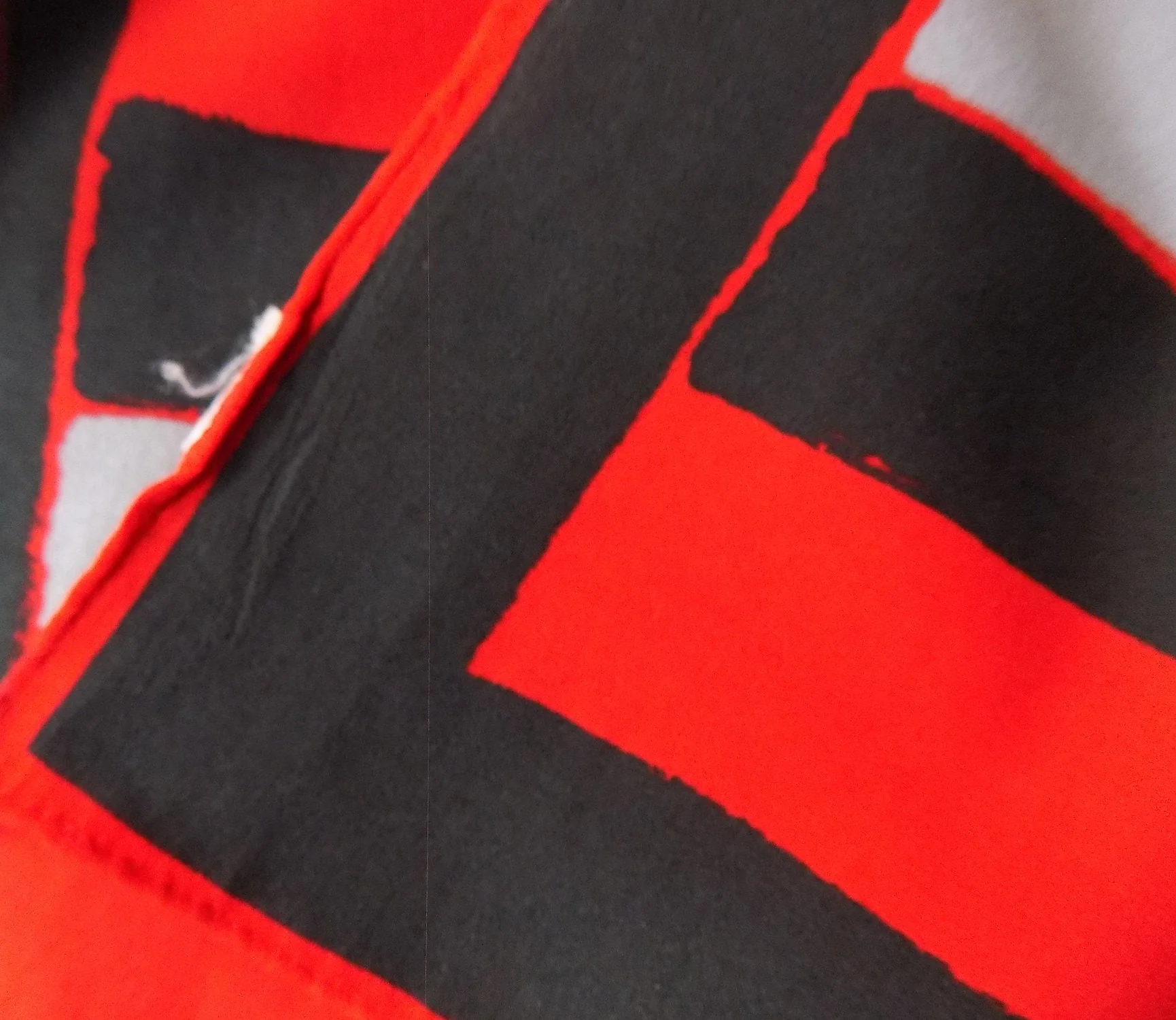 50s 60s Scarf In Red Black and Gray Silk 45" X 10" by Vera - Image 4