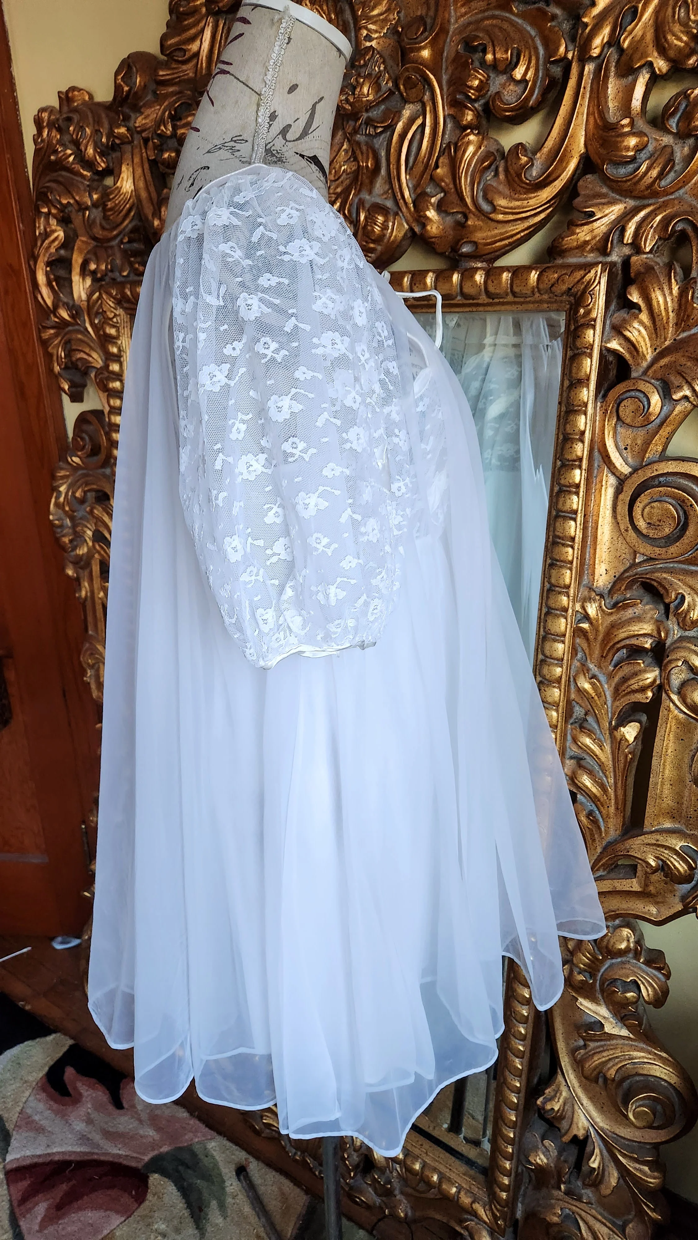 50s/60s Sexy Short White Chiffon Bridal Peignoir Set By Movie Star - Image 3
