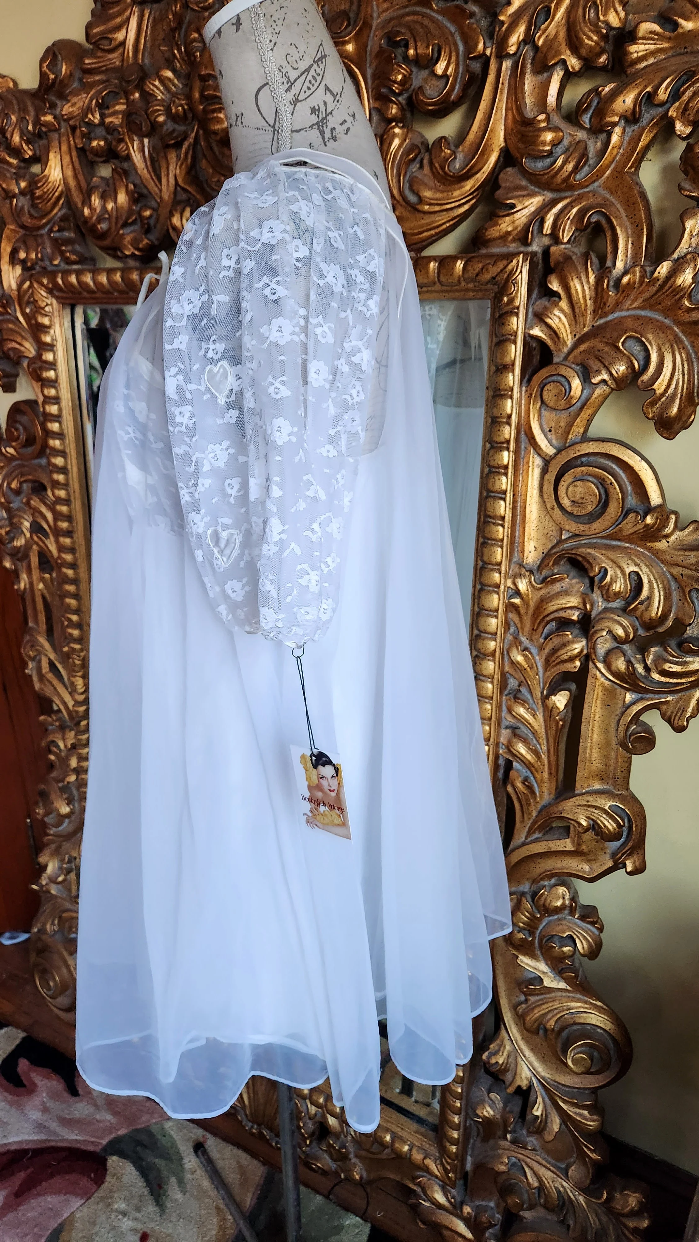 50s/60s Sexy Short White Chiffon Bridal Peignoir Set By Movie Star - Image 4