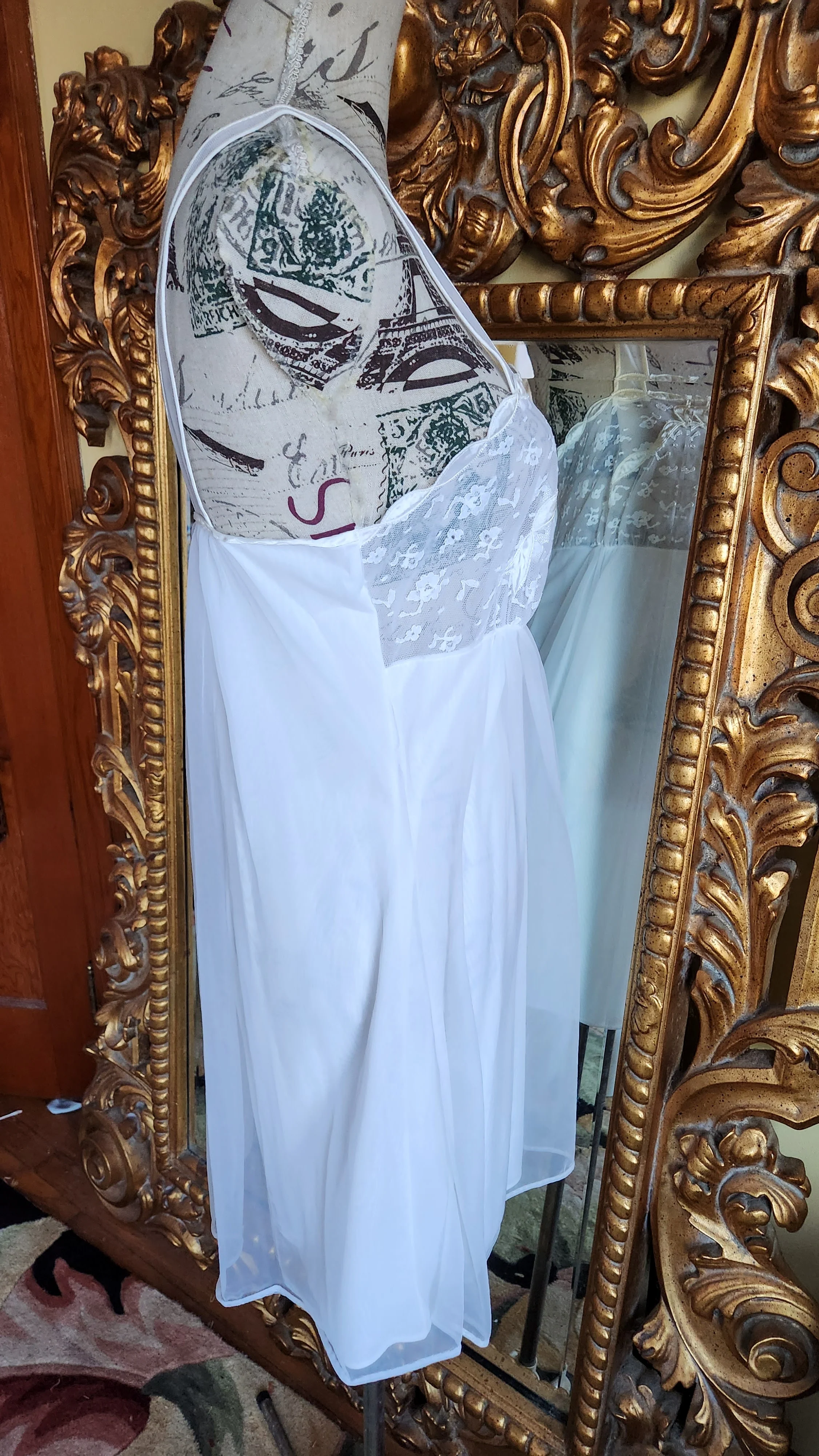 50s/60s Sexy Short White Chiffon Bridal Peignoir Set By Movie Star - Image 5