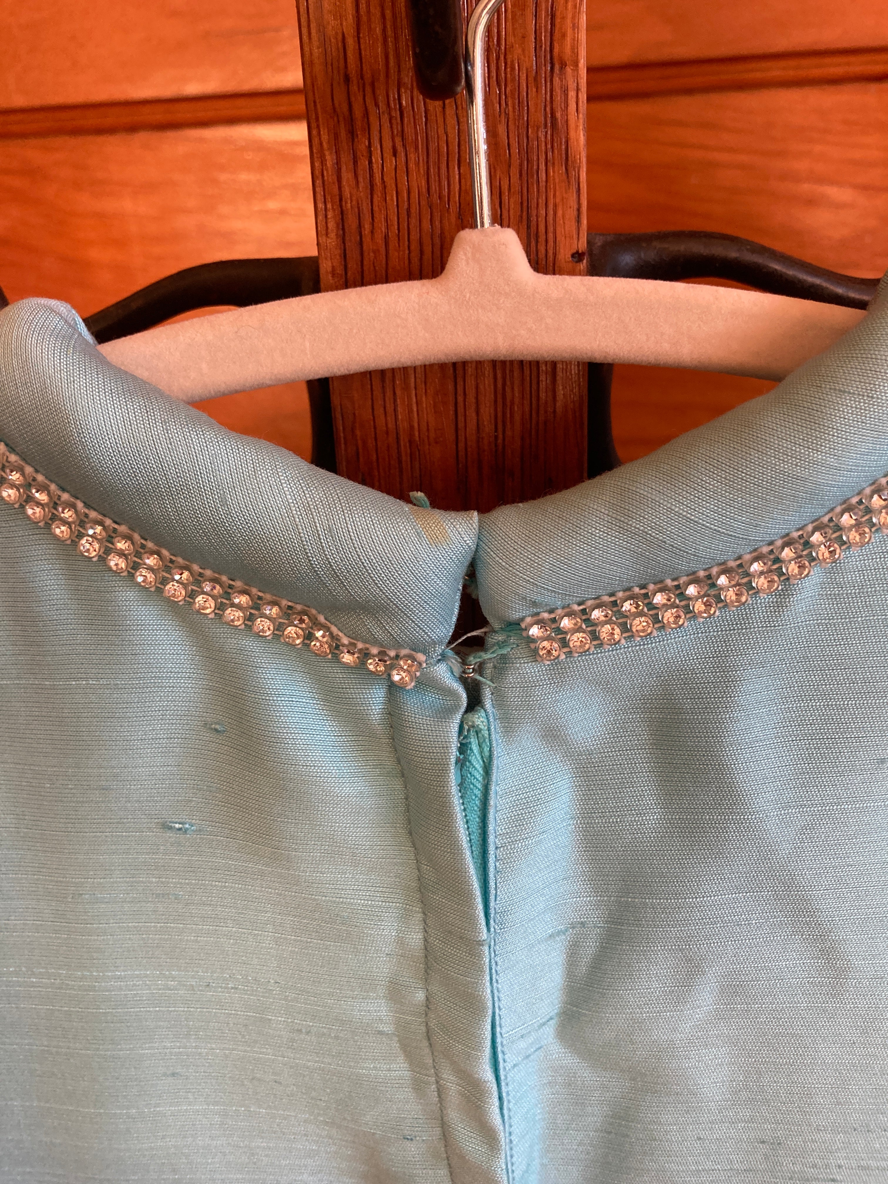50s/60s Sky Blue Short Sleeved '50s'60s Cocktail Dress By Sylvia Ann - Image 4