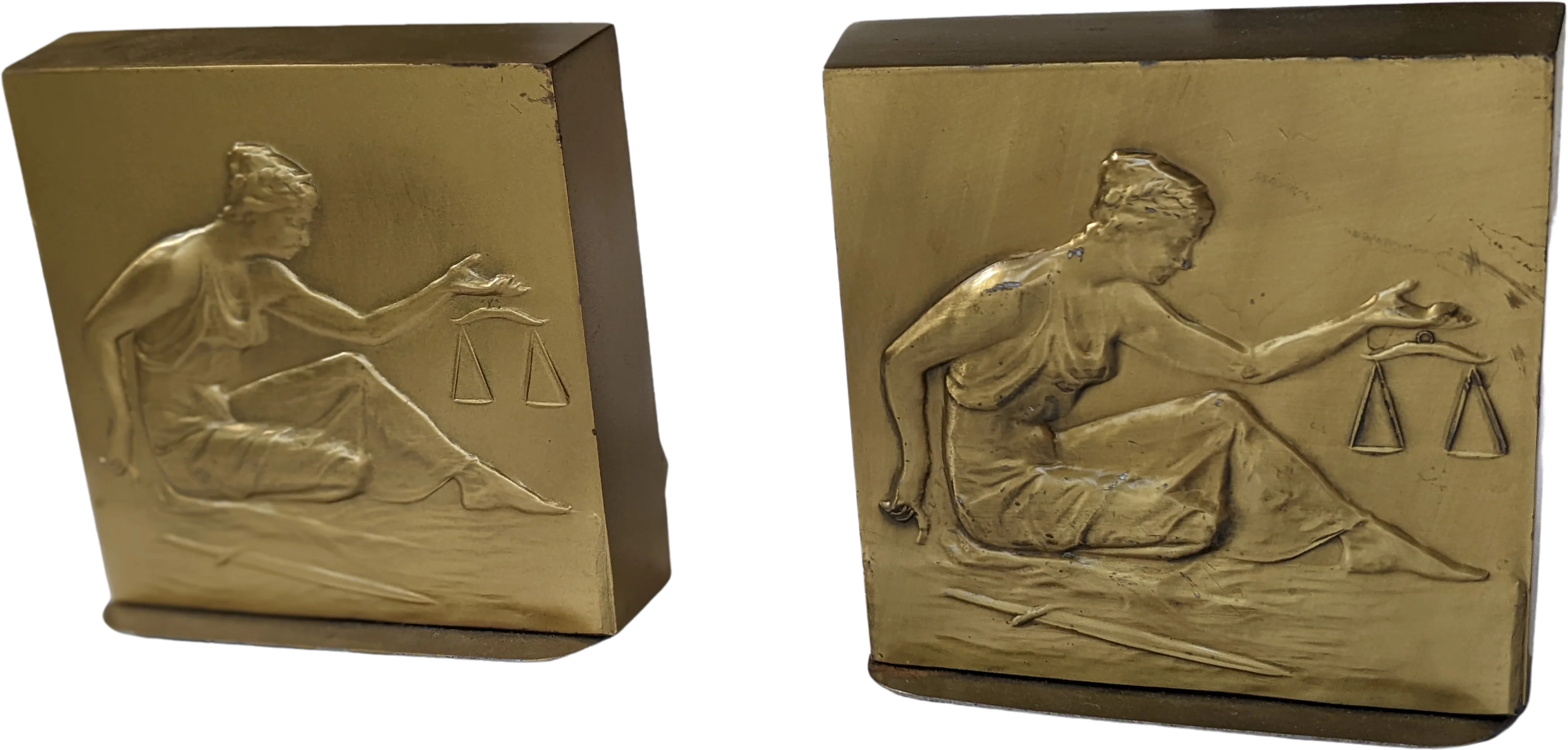 50s/60s Solid Brass Lady Justice Bookends Libra Bookends By Pm Craftsman