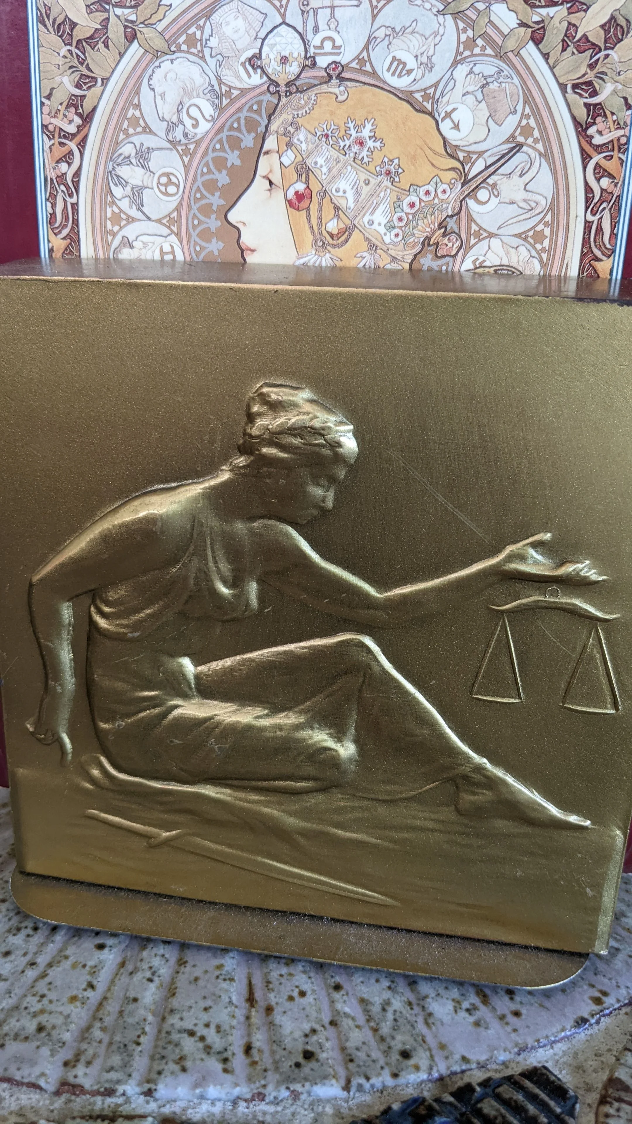 50s/60s Solid Brass Lady Justice Bookends Libra Bookends By Pm Craftsman - Image 3
