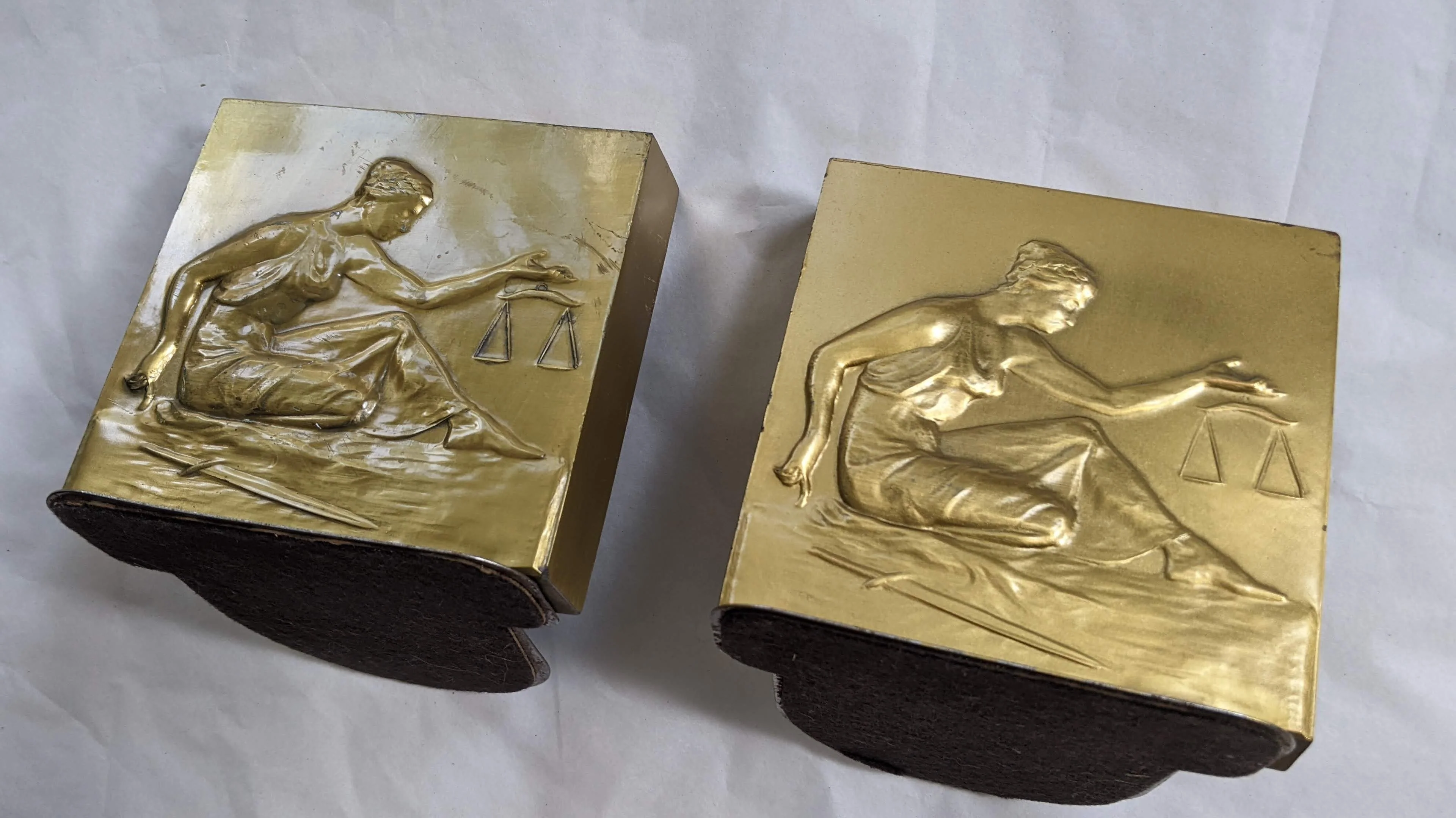 50s/60s Solid Brass Lady Justice Bookends Libra Bookends By Pm Craftsman - Image 7