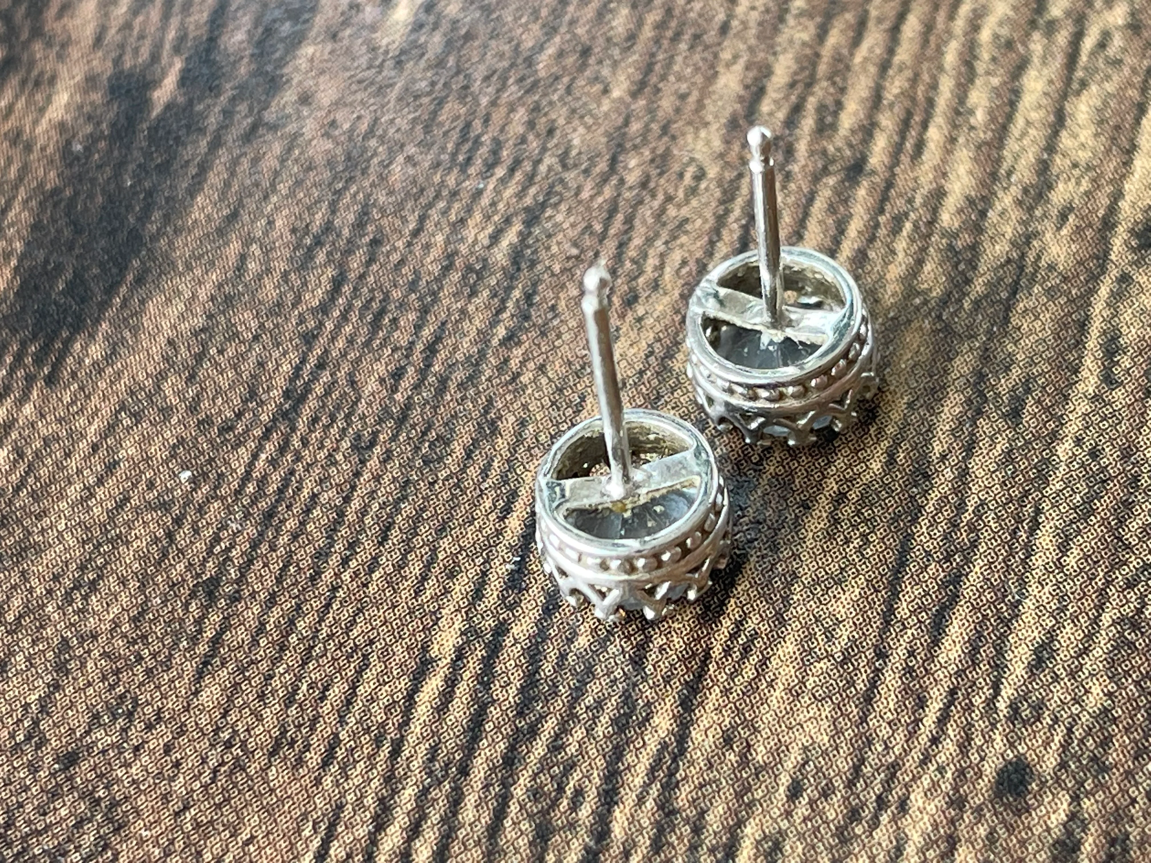 50s/60s Sterling And Cz Diamond Stud Earrings - Image 10