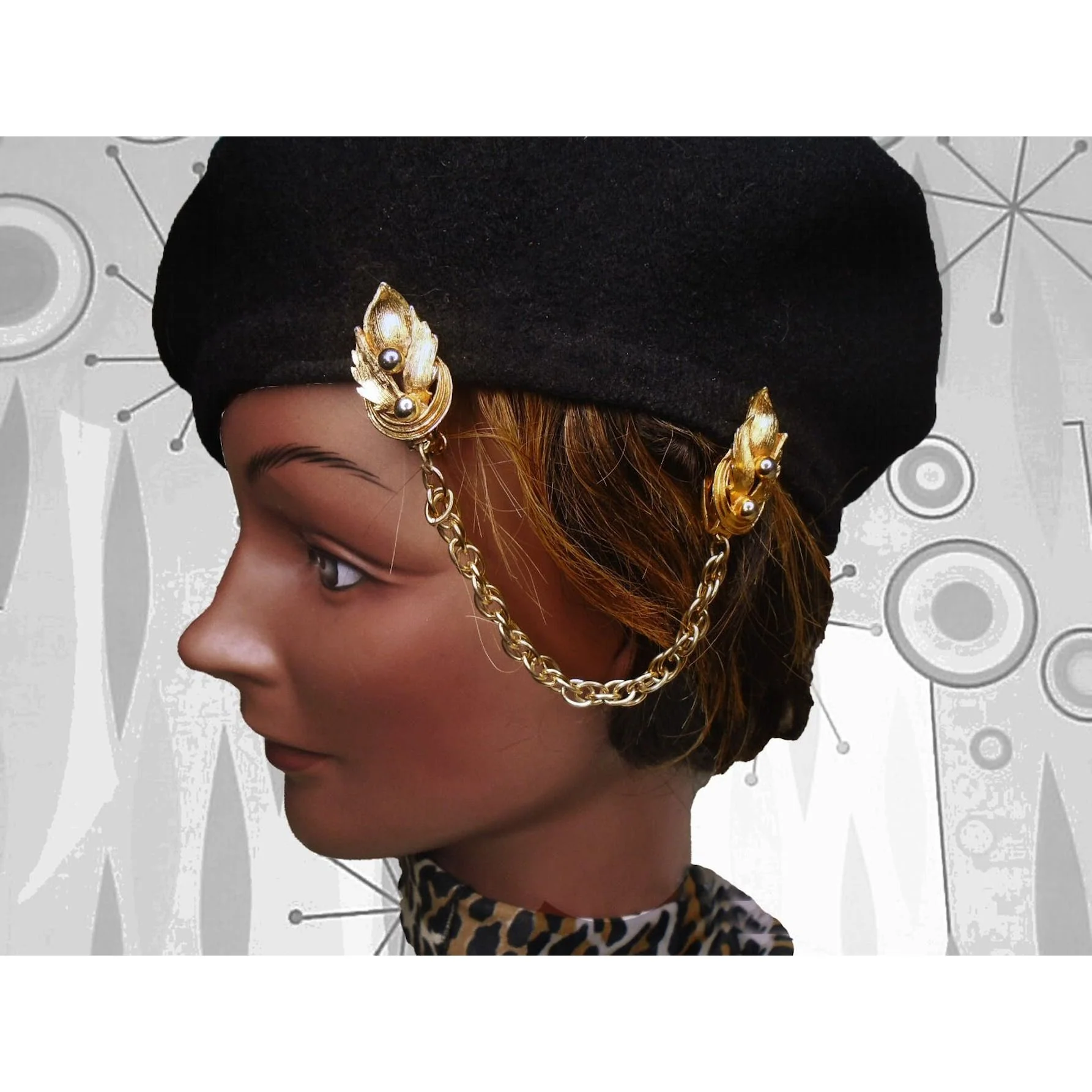 50s/60s Sweater Guard Hat Clip Chatelaine Pin For Jeans - Image 4