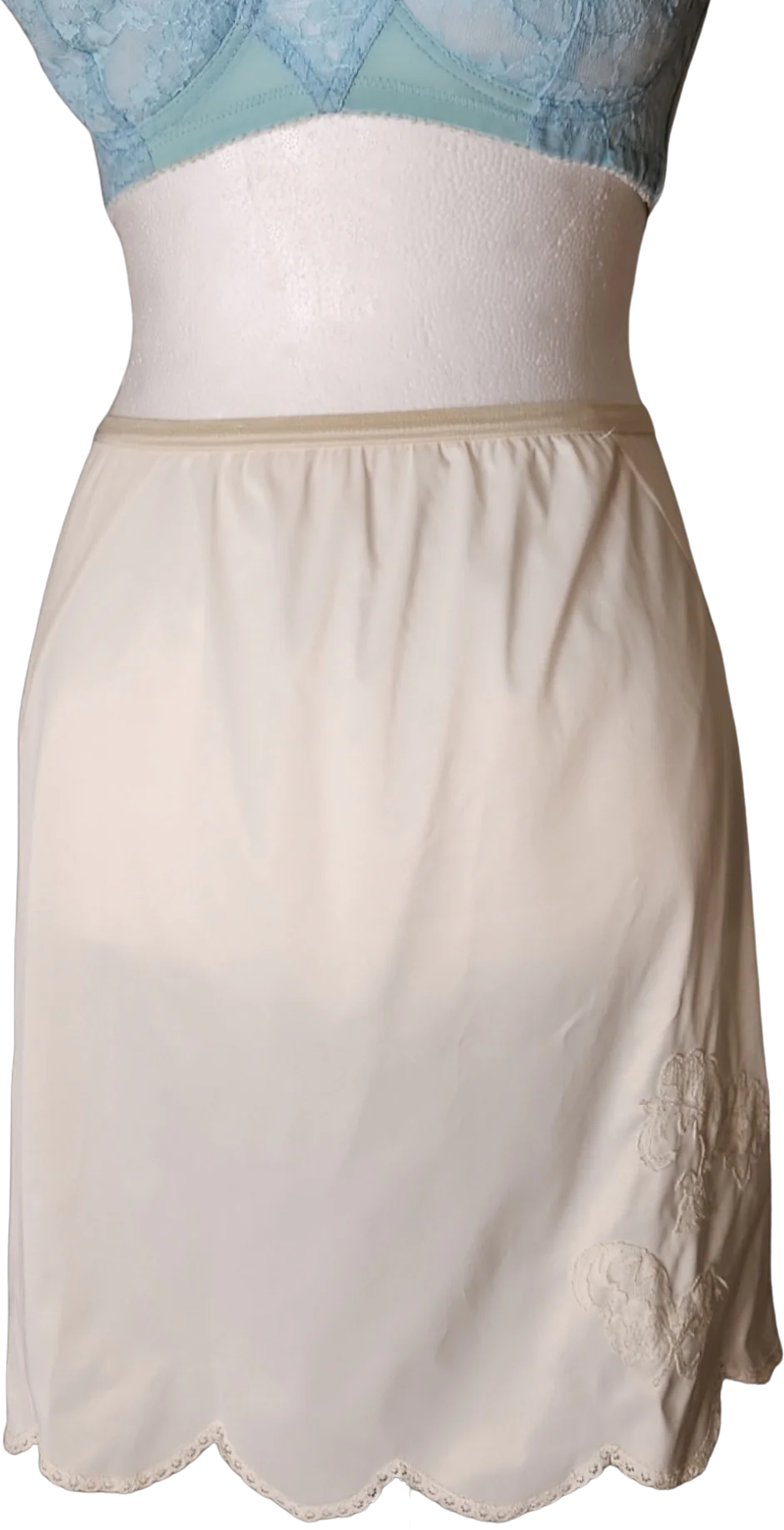 50s/60s Sweet White Silky And Lace Mini Half Slip By Stix Baer & Fuller