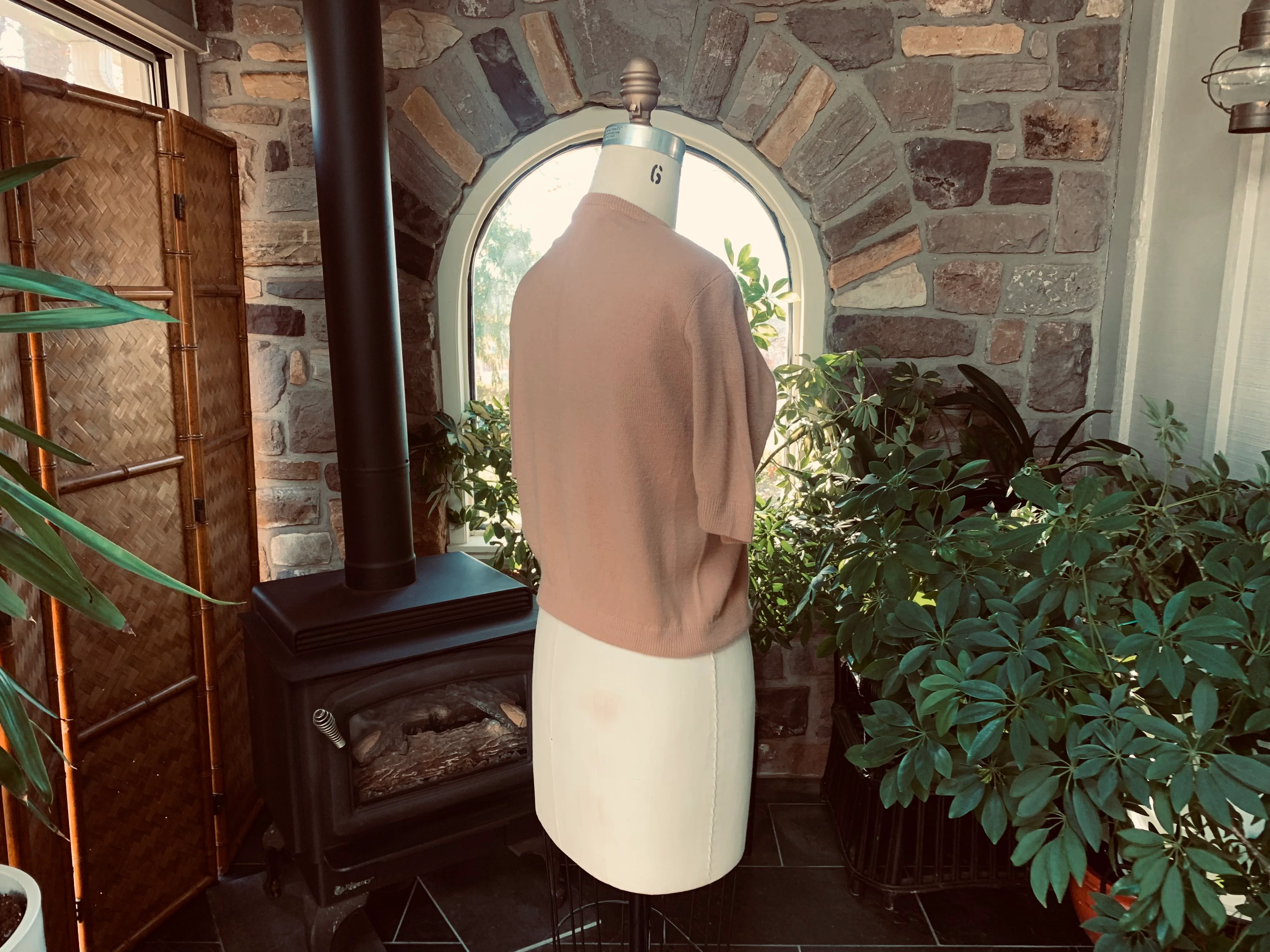 50s/60s Tan Open Front Crop Cardigan Sweater By Bobbe Abbott - Image 7