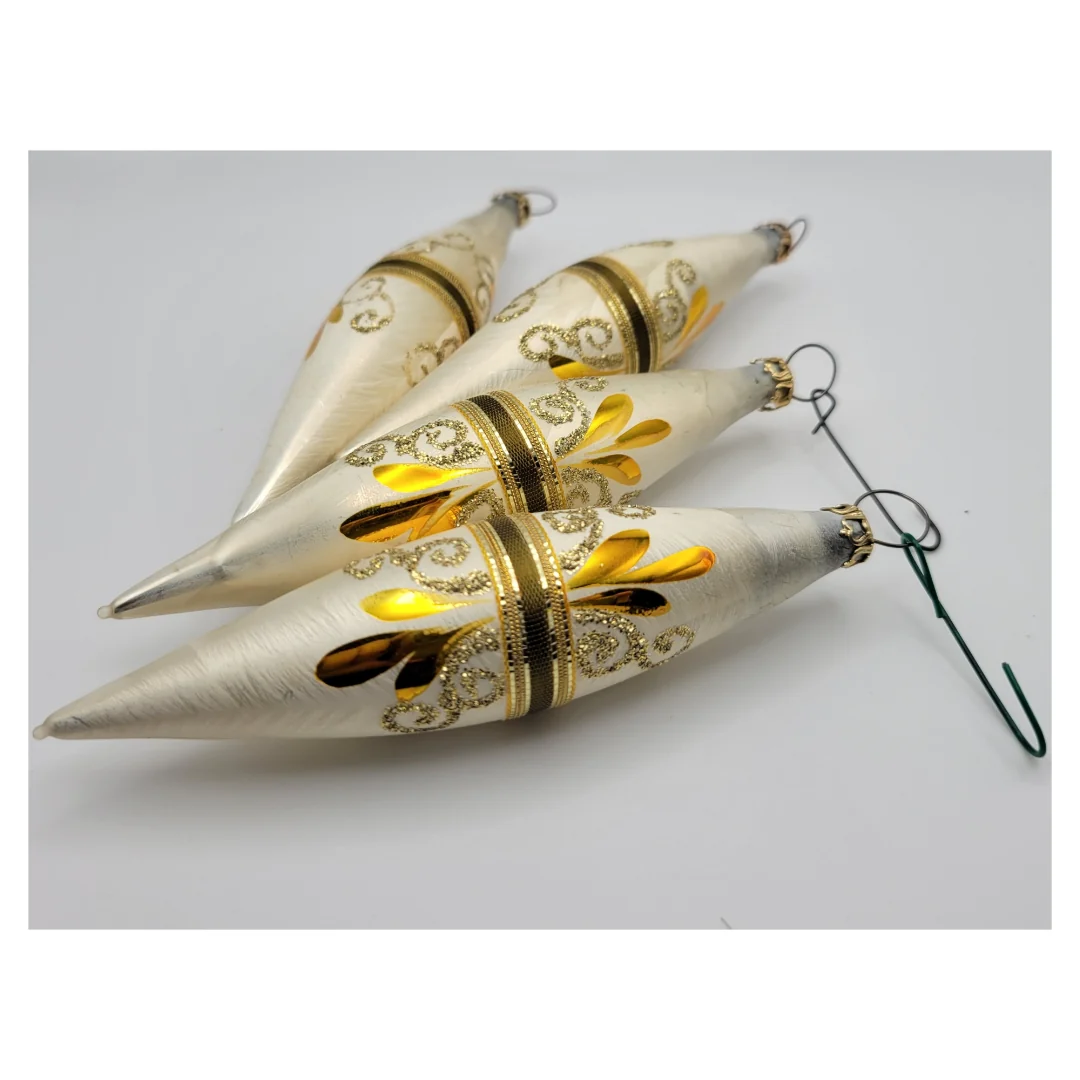50s/60s Teardrop Gold Handmade Christmas Ornament Set - Image 4