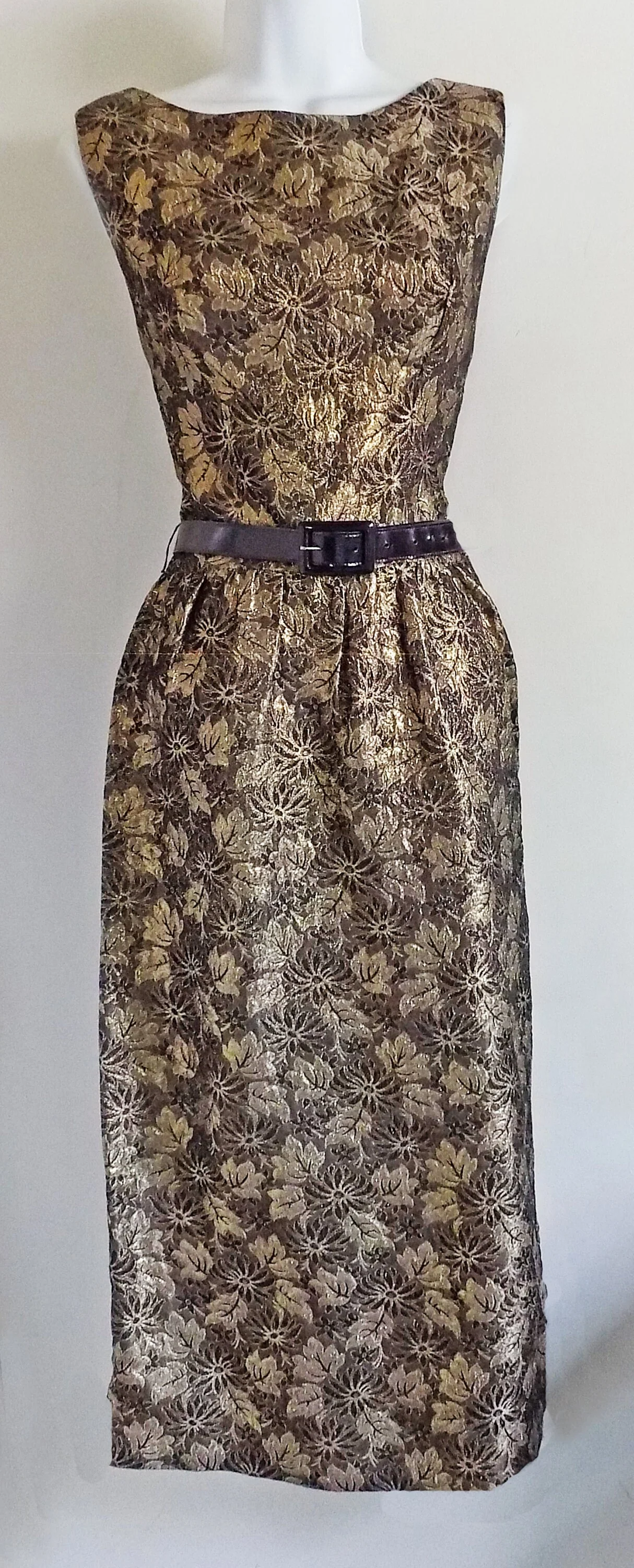 50s 60s Two Piece Suzy Perette Cocktail Dress Set Gold Thread Bolero Jacket with Frogs Metal Zipper by Suzy Perette - Image 4