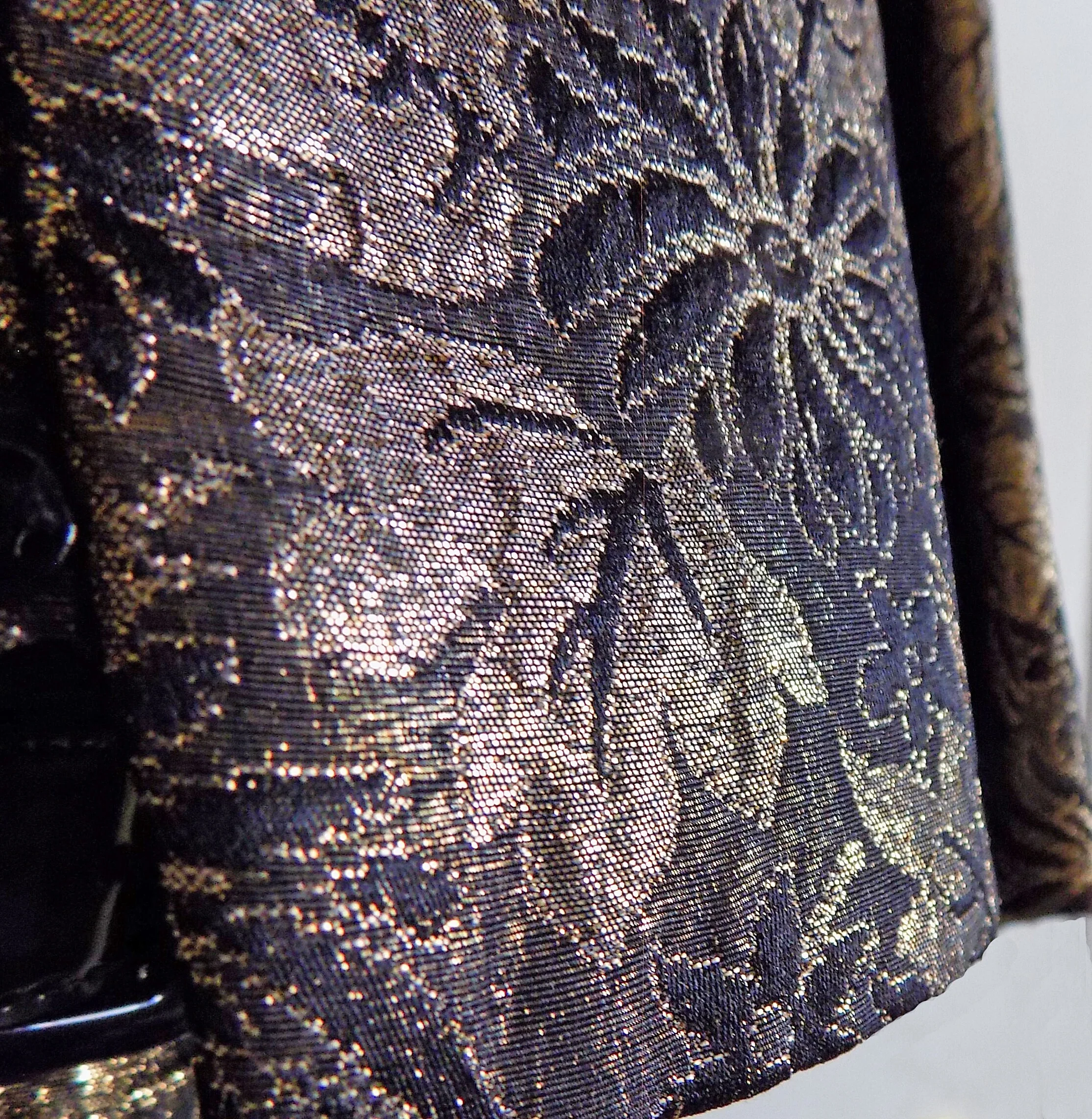 50s 60s Two Piece Suzy Perette Cocktail Dress Set Gold Thread Bolero Jacket with Frogs Metal Zipper by Suzy Perette - Image 8