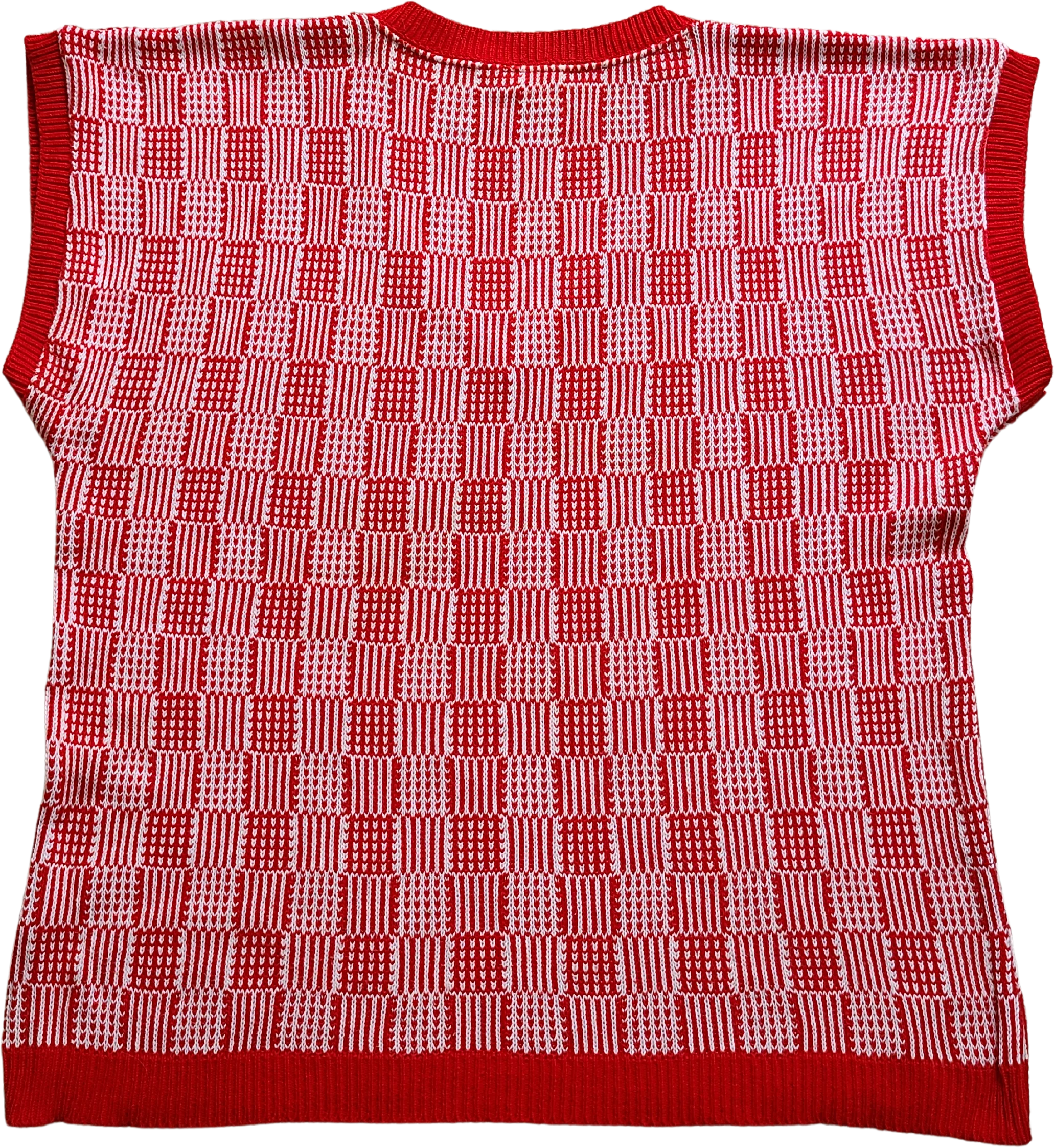 50s/60s V-neck Xl Sweater Vest Red White By Wilroy Sports - Image 2