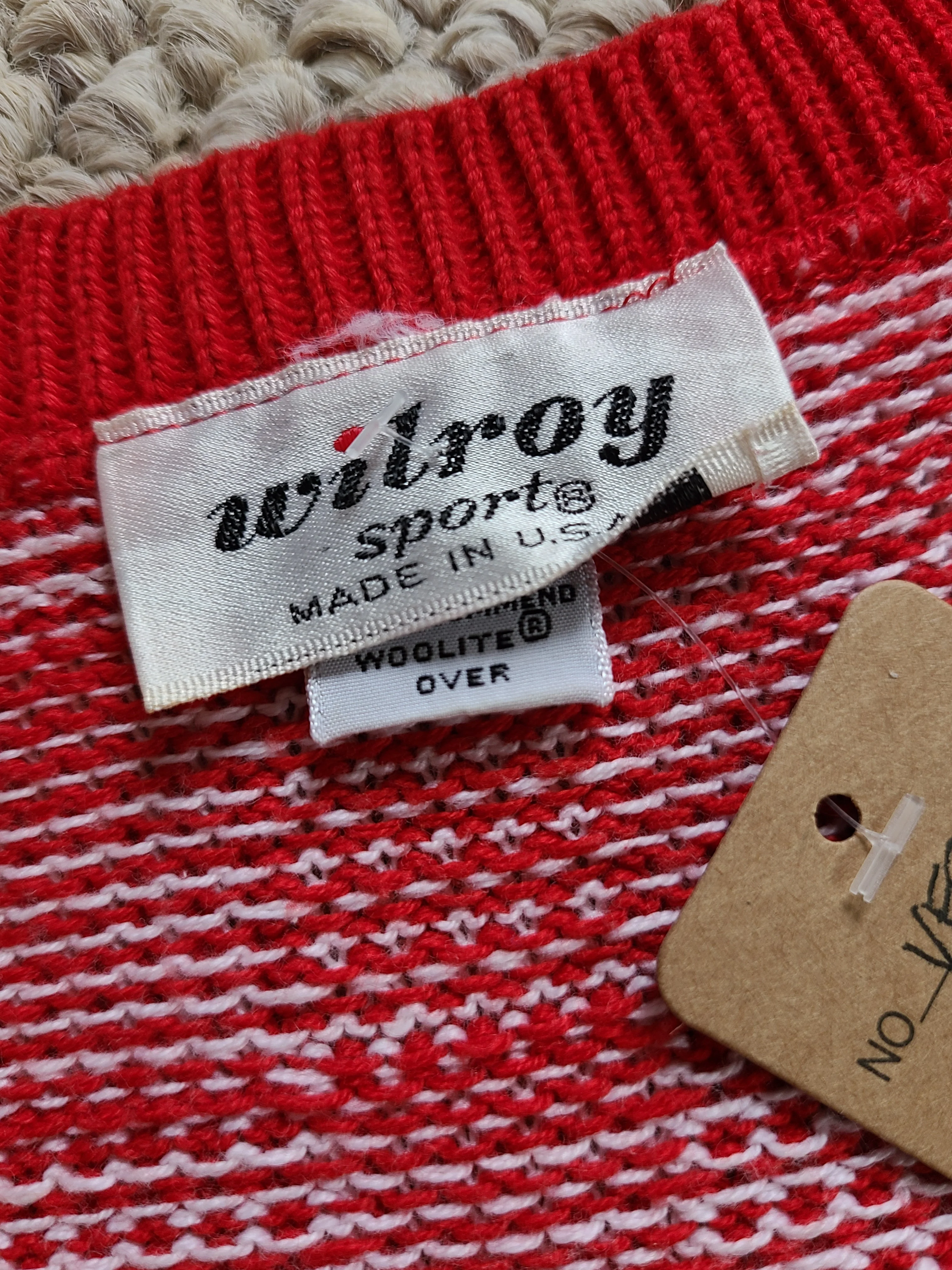 50s/60s V-neck Xl Sweater Vest Red White By Wilroy Sports - Image 5