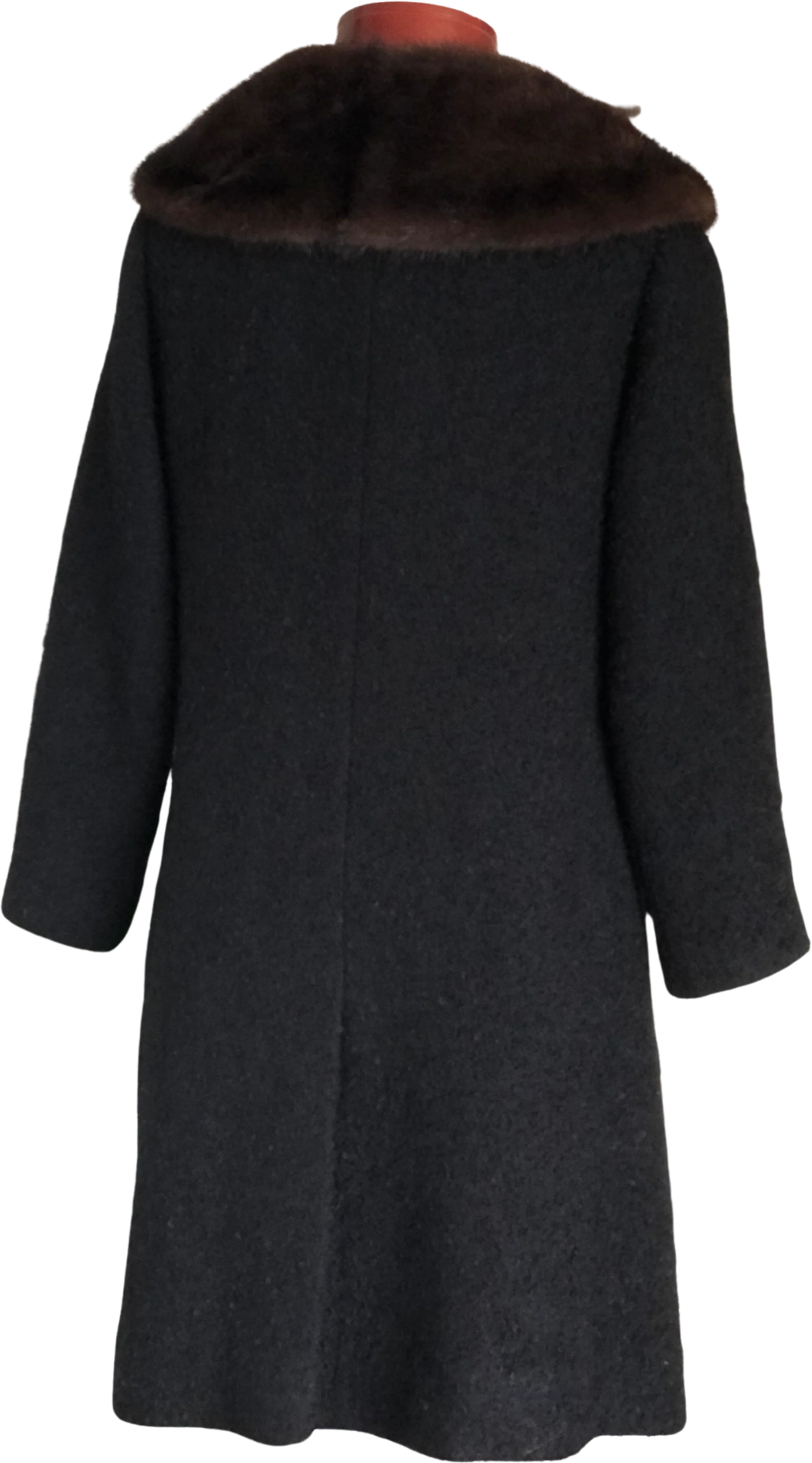 50s/60s Vintage Black Wool Coat Mink Fur Collar 60s Mod By Stratton Petites Ilgwu - Image 2