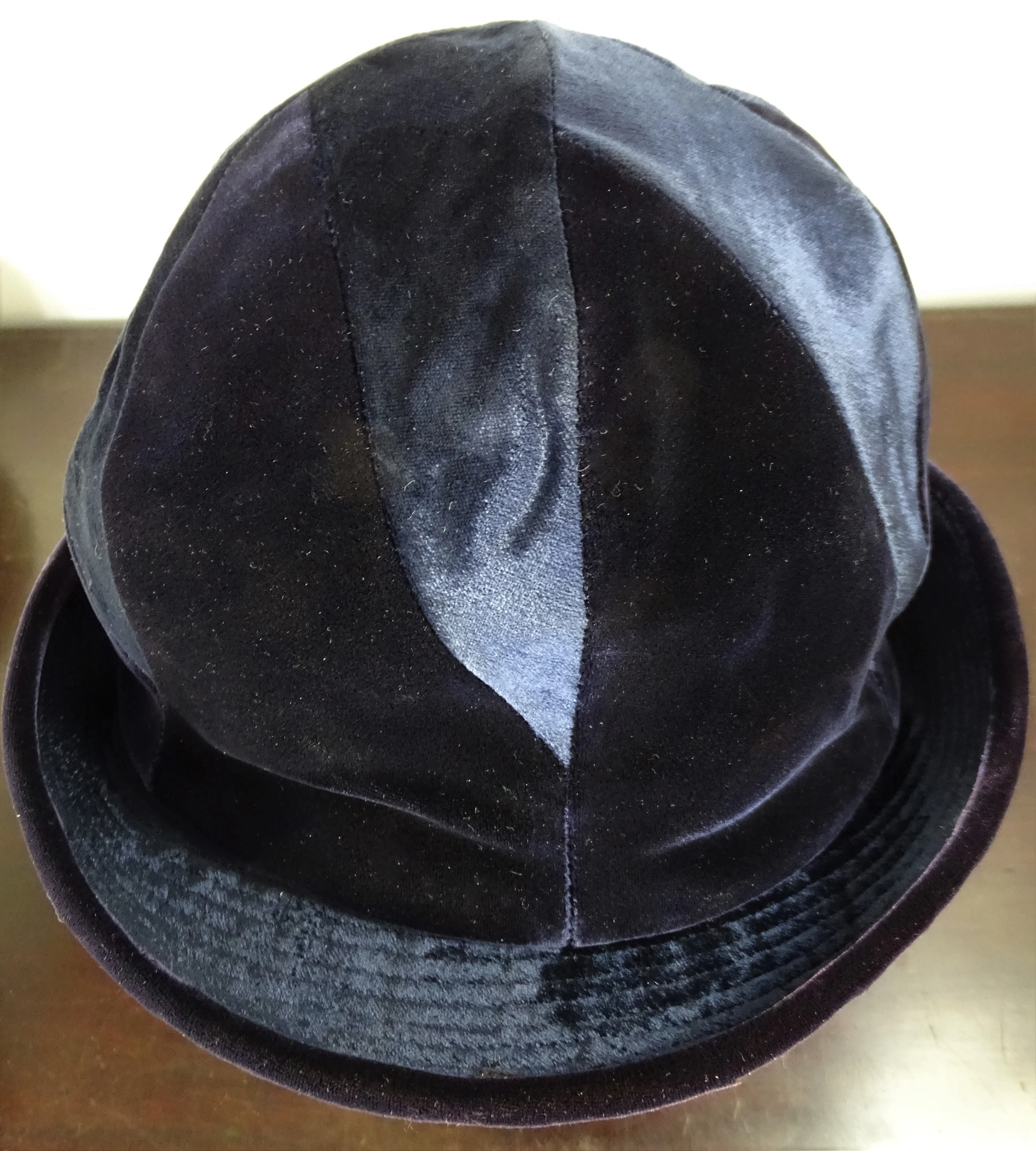50s/60s Vintage Blue Velvet Striped Cloche Bucket Hat By Du Monde - Image 6