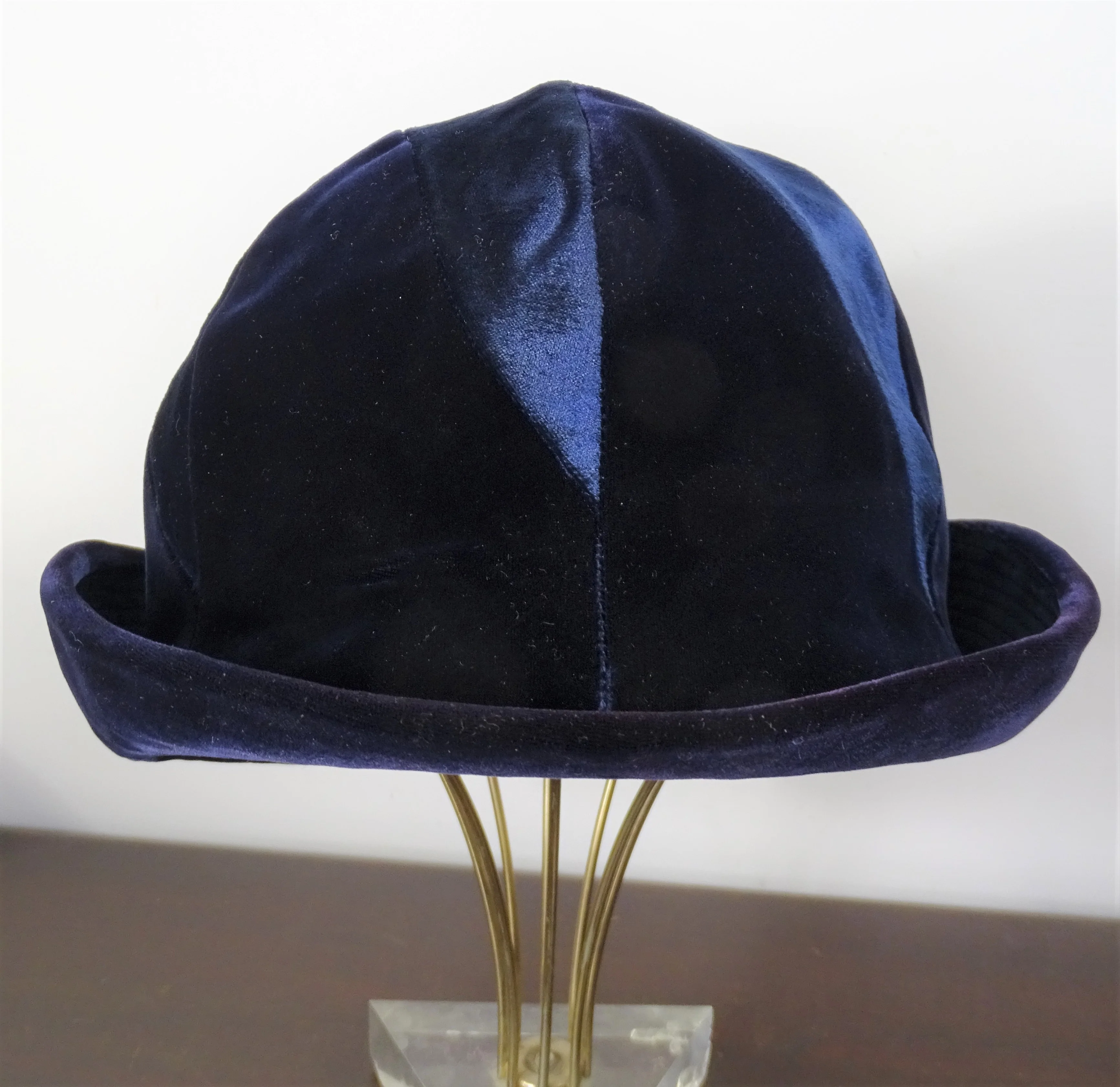 50s/60s Vintage Blue Velvet Striped Cloche Bucket Hat By Du Monde - Image 7