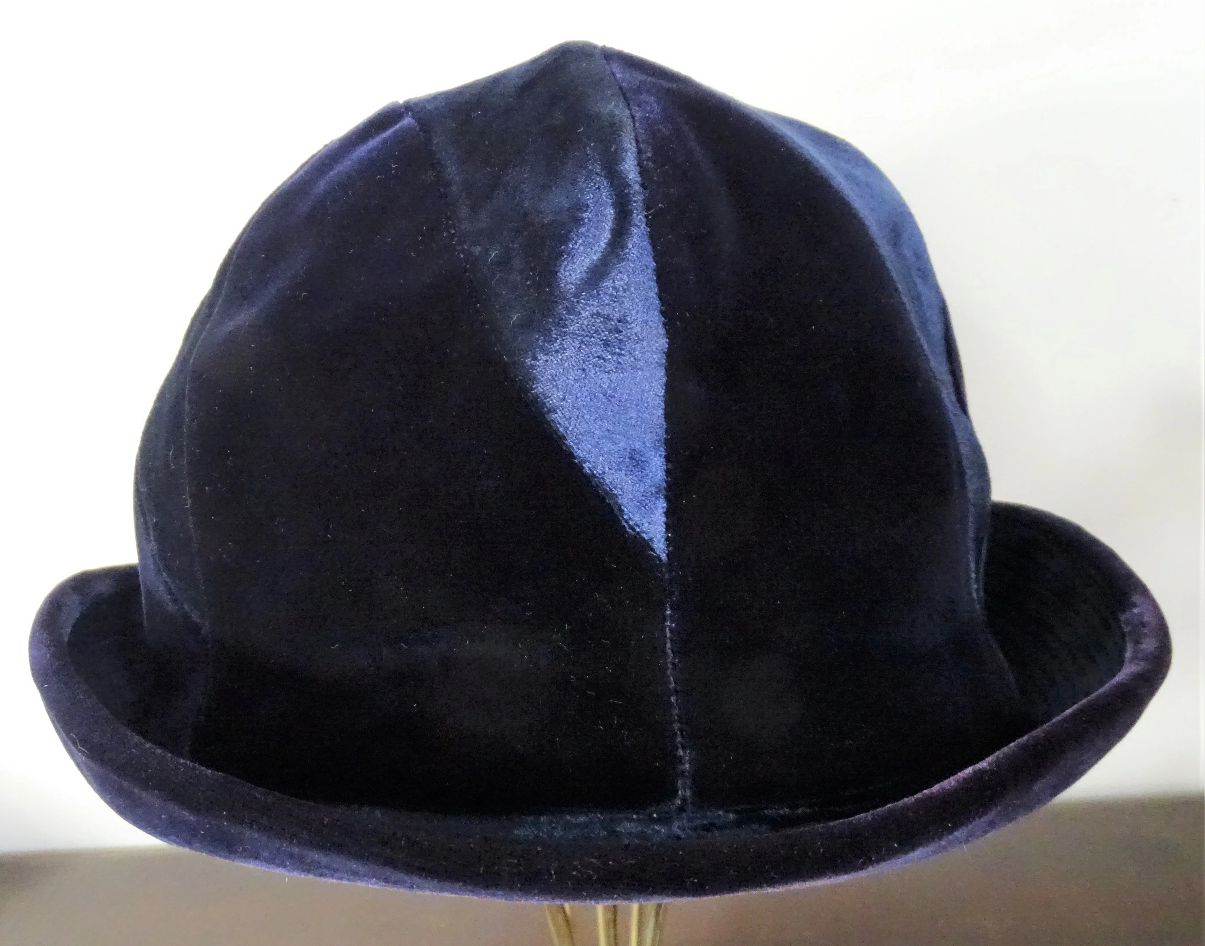 50s/60s Vintage Blue Velvet Striped Cloche Bucket Hat By Du Monde - Image 8