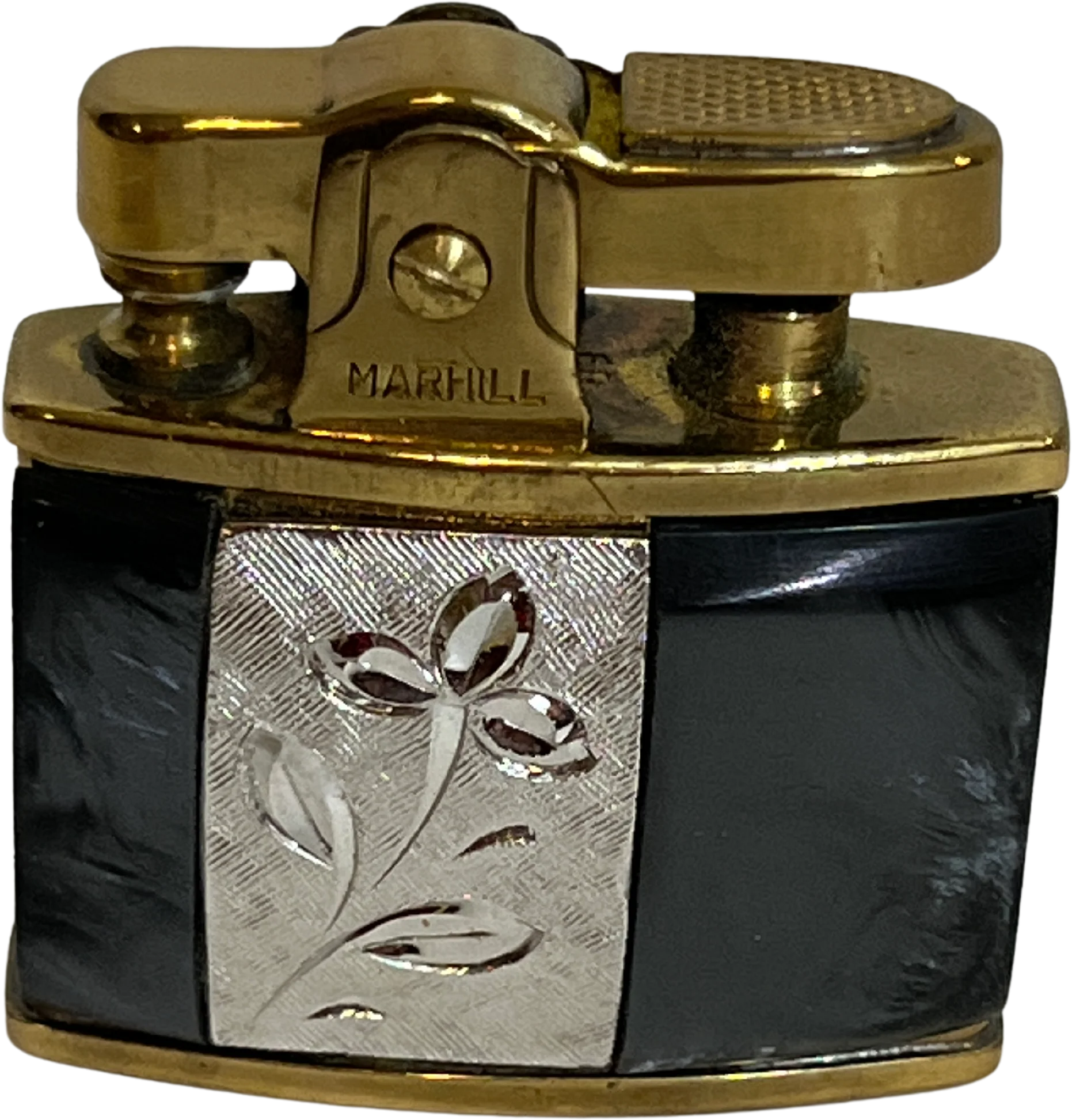 50s/60s Vintage Cigarette Lighter Mixed Metal Mop Inlay By Marhill