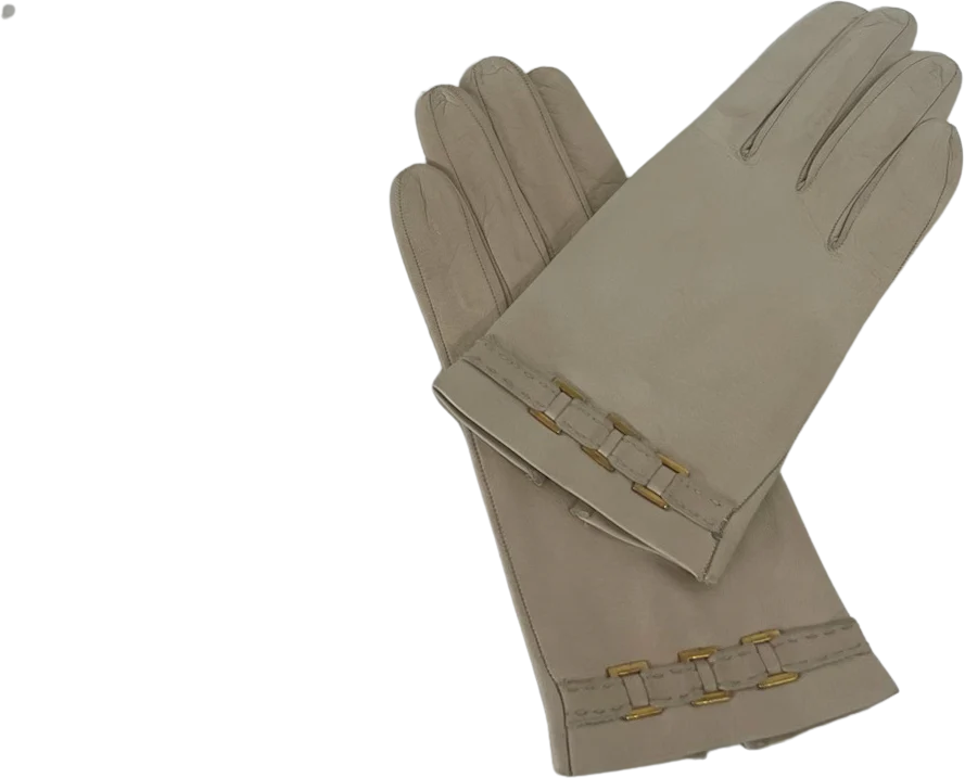 50s/60s Vintage Deadstock Leather Gloves Gold Hardware By Made In Italy