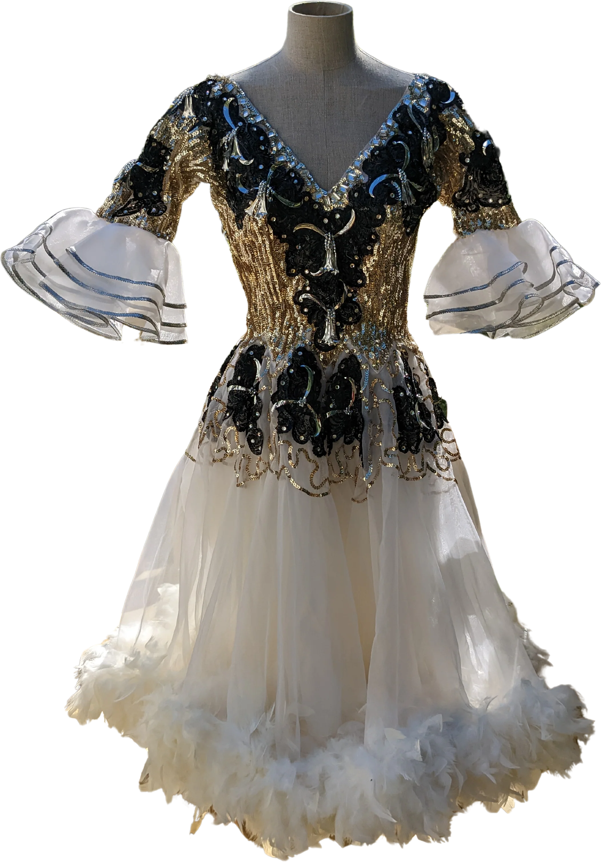 50s/60s Vintage Feather Ballroom Dance Dress By Bobbie Irvine