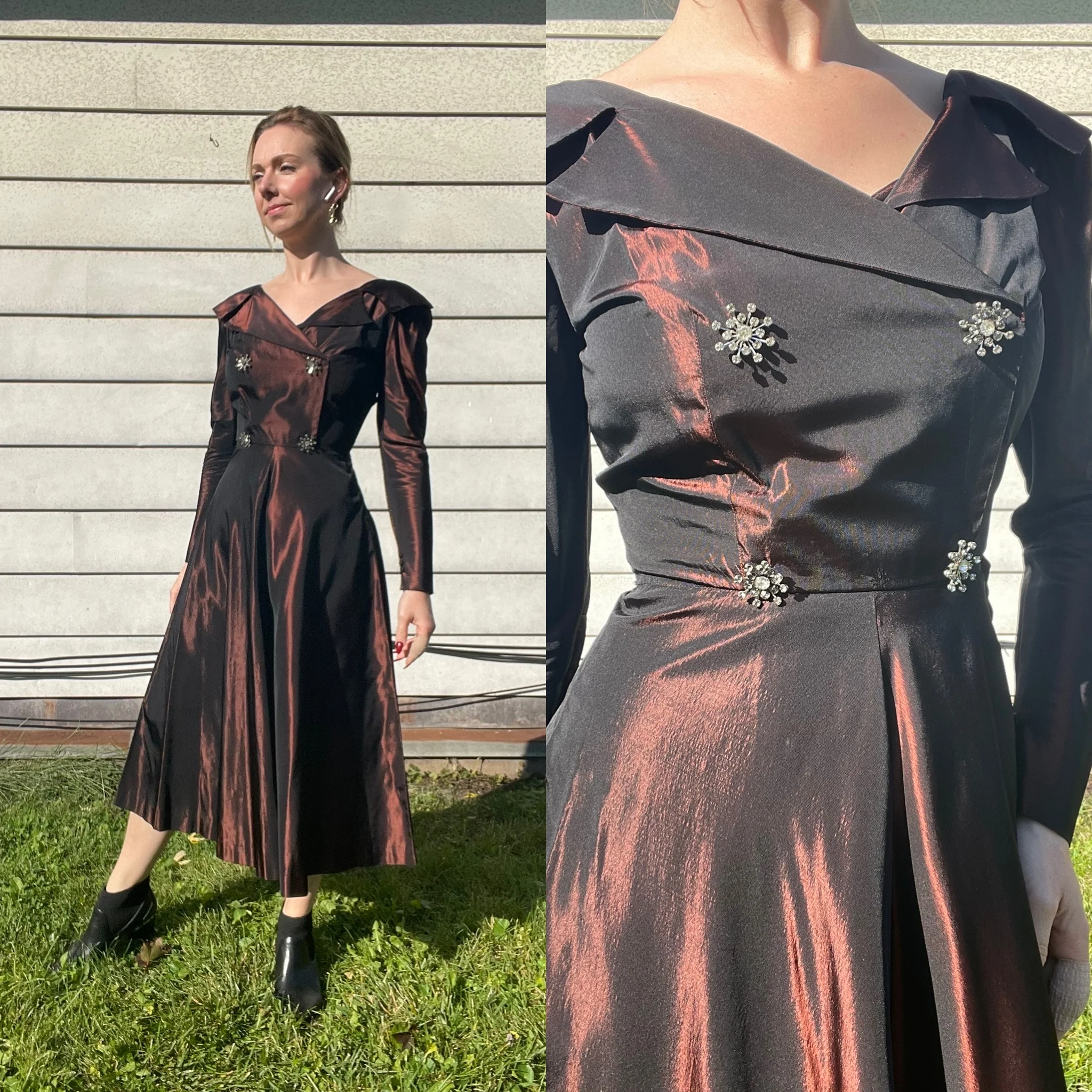 50s/60s Vintage Handmade Cocktail Dress With Rhinestones - Image 3