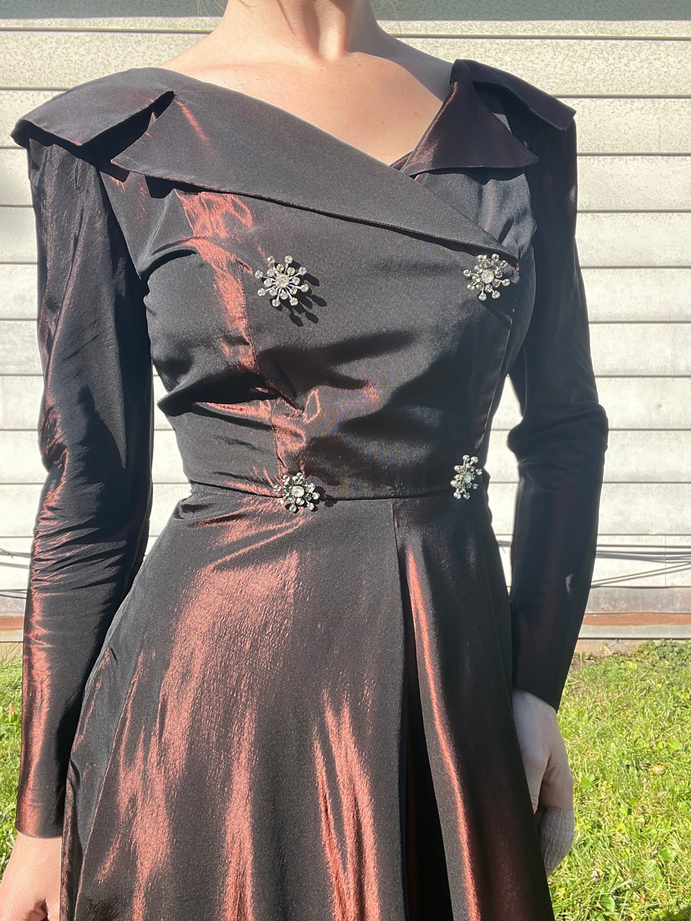 50s/60s Vintage Handmade Cocktail Dress With Rhinestones - Image 6