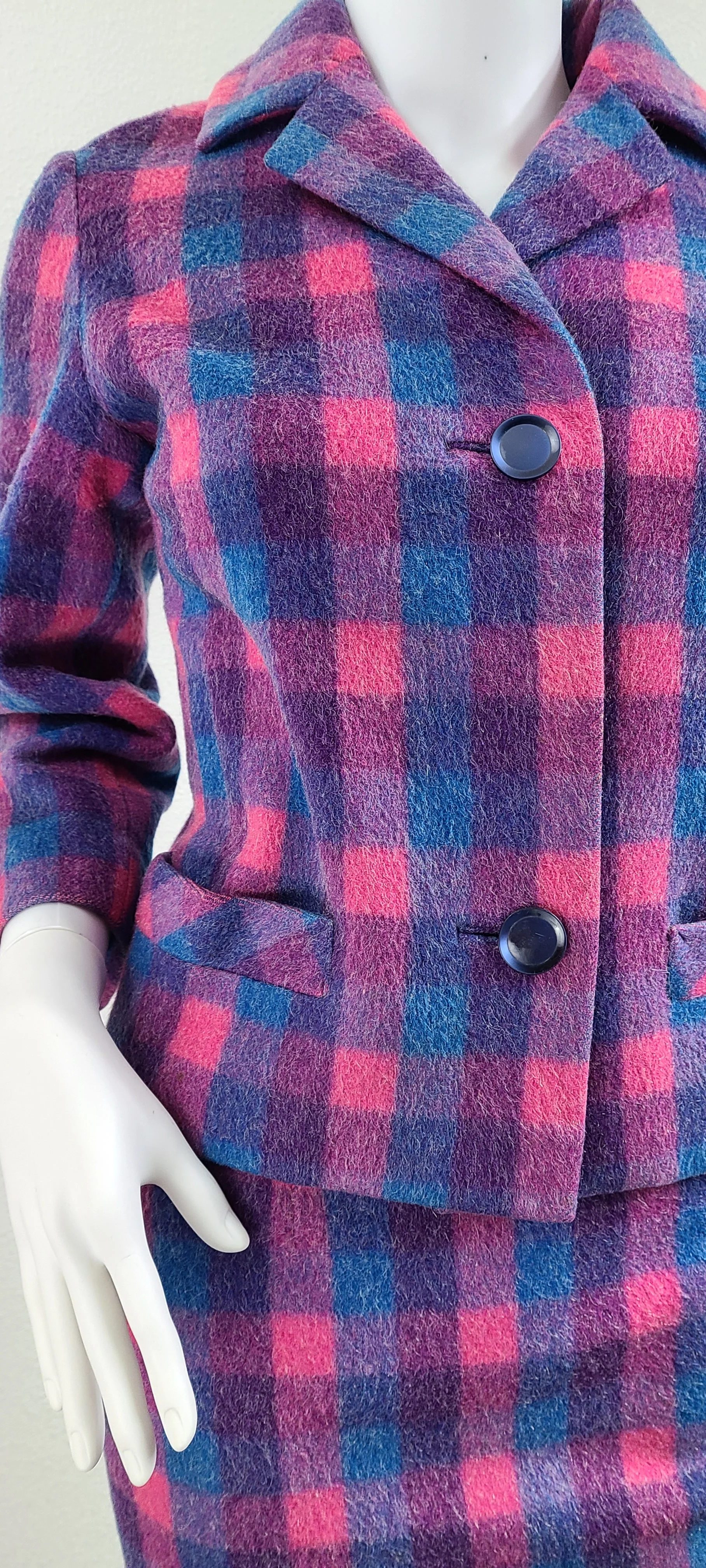 50s/60s Vintage Madras Check Blazer And Skirt Set - Image 3
