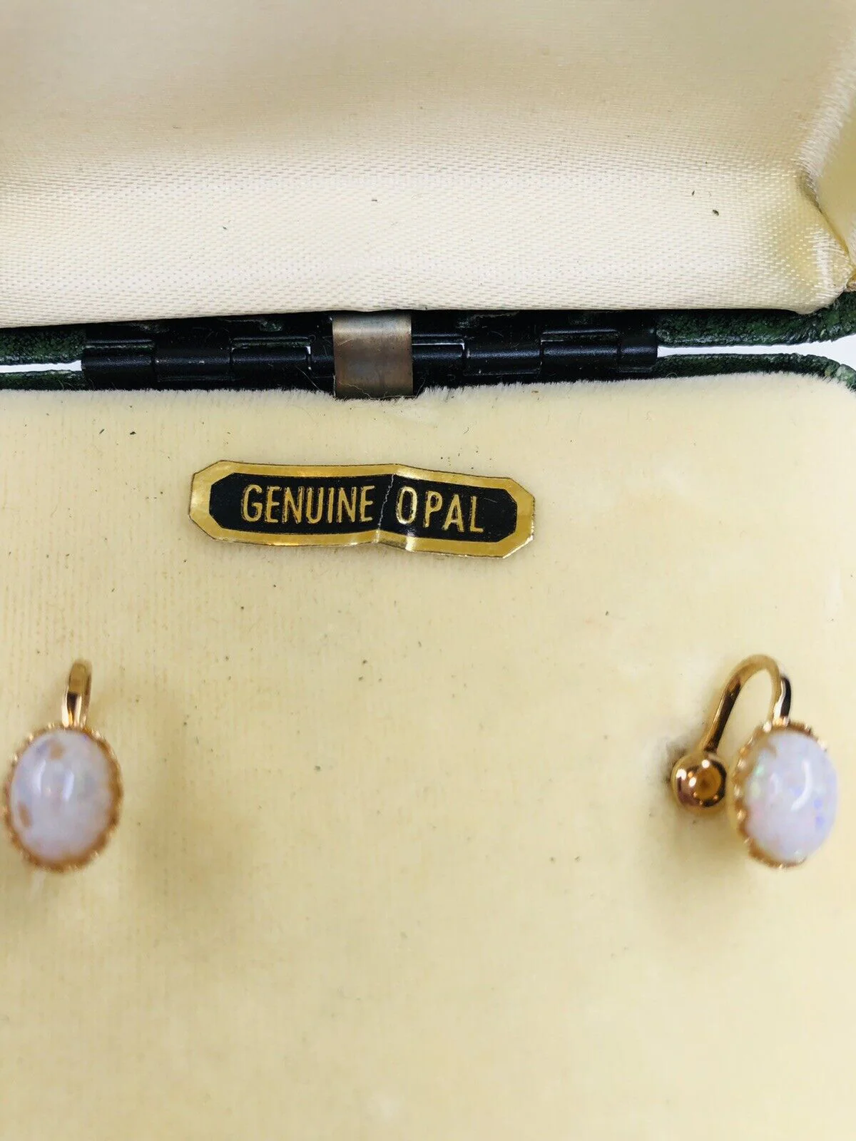 50s/60s Vintage Opal Screw Back Earrings Box Gold Filled - Image 5