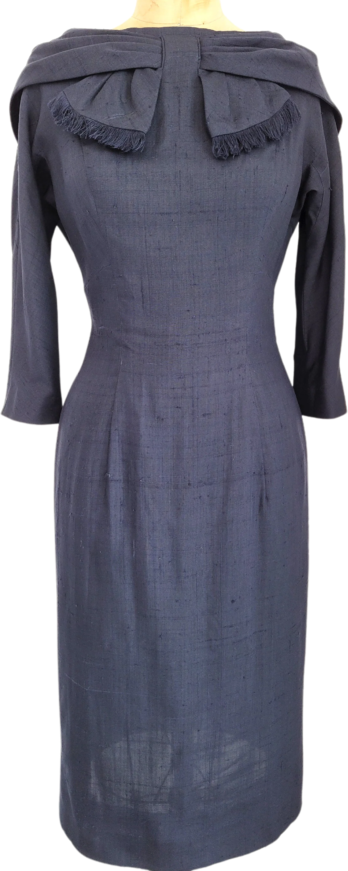 50s/60s Vintage Wiggle Dress Dramatic Collar Dolman Sleeve