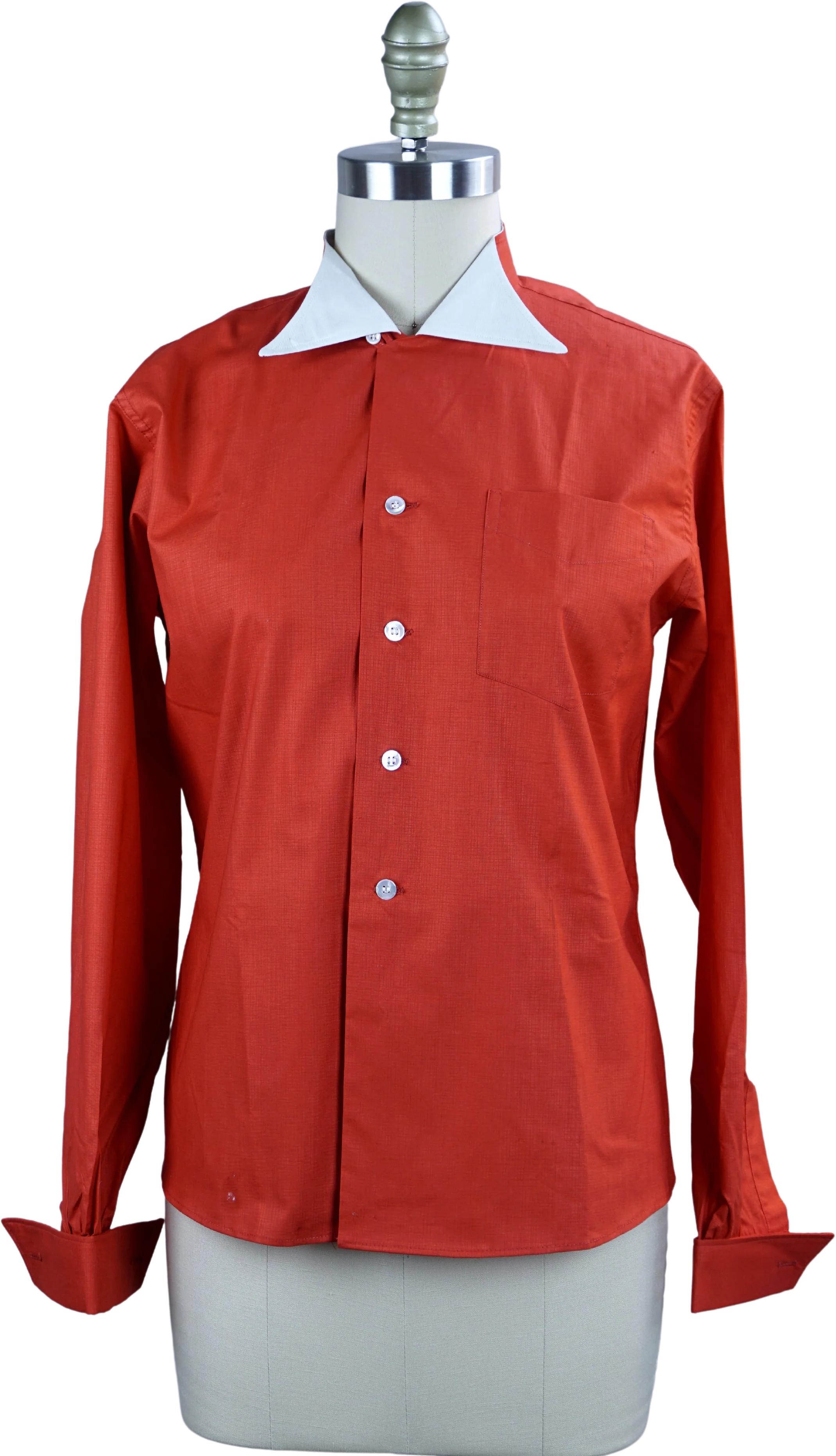 50s/60s Vtg Red Cotton Tuxedo Shirt By Shapely Classic